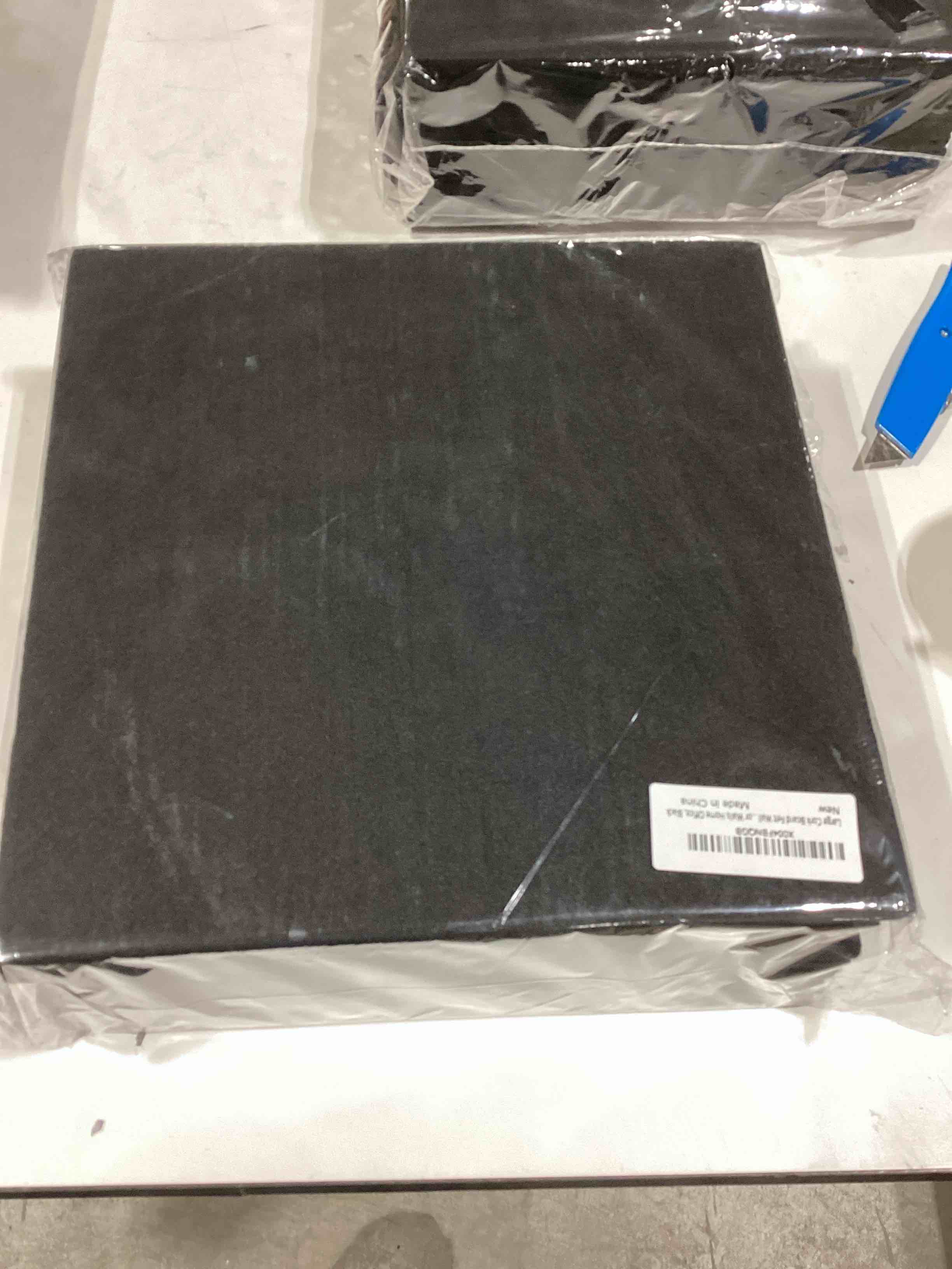 Condition photo showing As Is for Large Cork Board Felt Wall Tiles, 47"x35" 12 Pack Felt Bulletin Board Pin Board with Safe Removable Adhesive Tabs and Push Pins, Alternative Cork Board for Walls Home Office, Black Narrow Stripe - Black 12 PACK