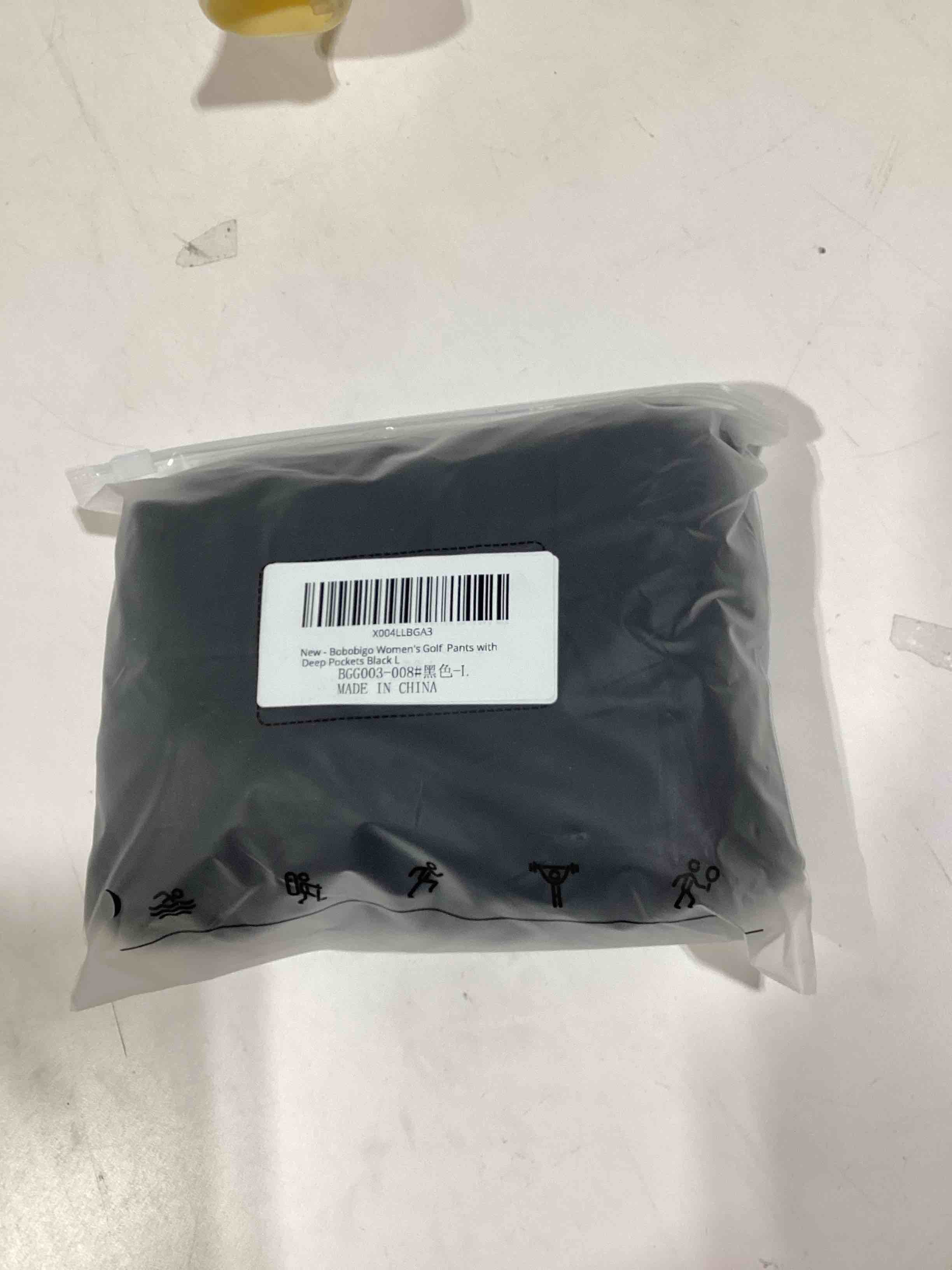 Condition photo showing Good Condition for Women's Golf Pants with Deep Pockets Stretch 7/8 High Waisted Travel Pants Ankle Pants Casual Drawstring Large Black