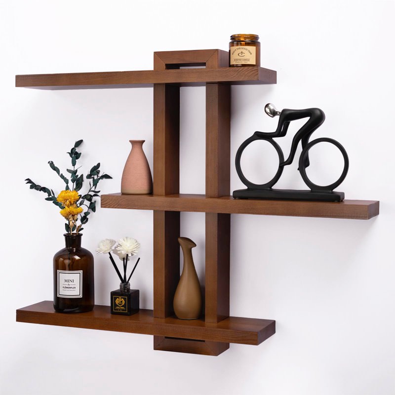 rashanda 3 piece pine solid wood floating shelf
