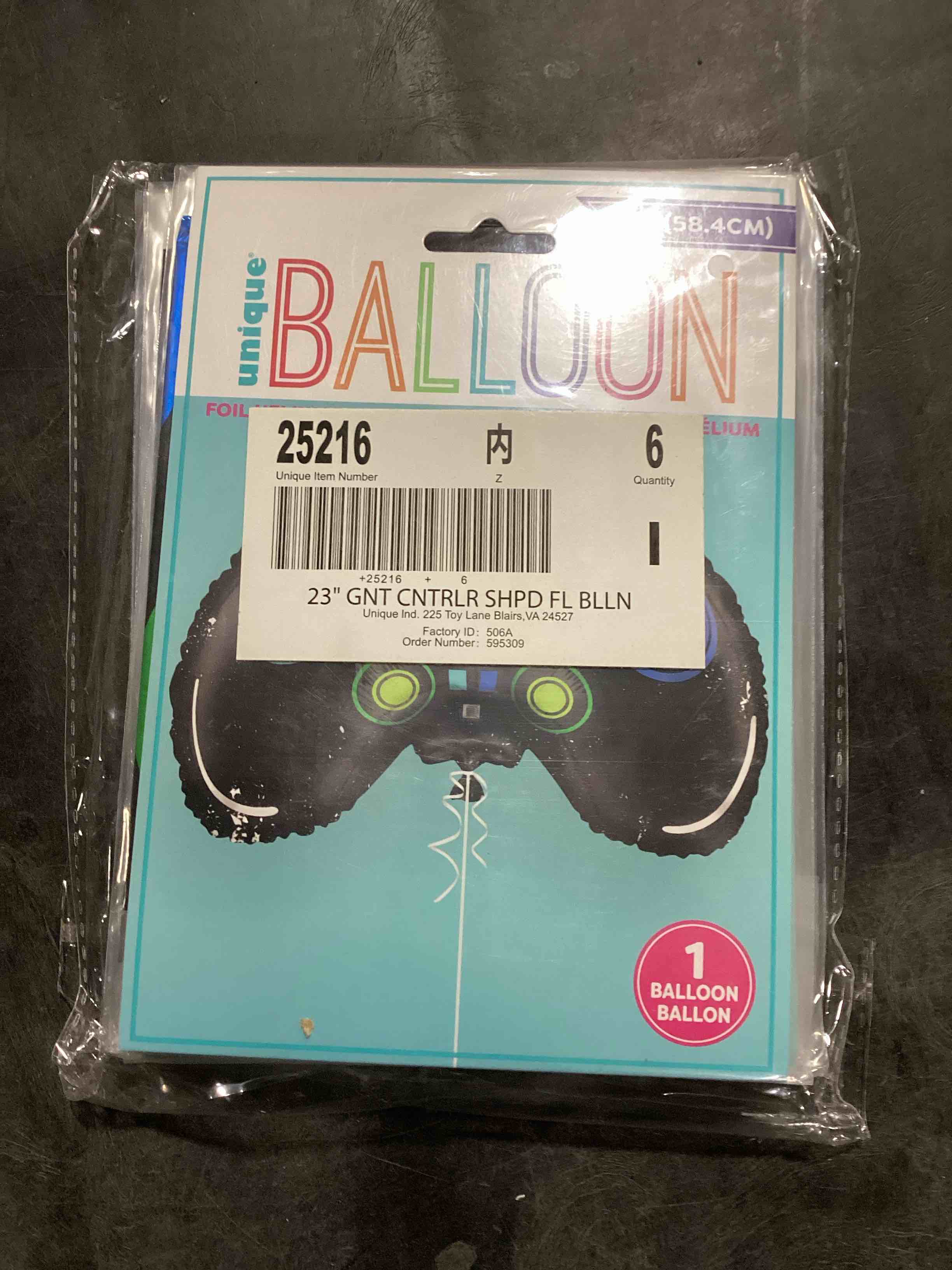 pack of 6 unique game controller shaped foil balloon - 23" | unique black, blue & green colors - perfect for game-themed parties and events - 1 pc.