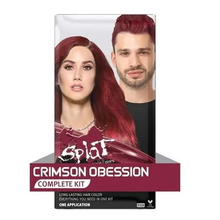 Splat Crimson Obsession Semi Permanent Hair Dye Kit with Bleach, 1 Application, Includes Red Hair Dye, Oxide & Bleach Powder, Vegan & Cruelty Free Hair Color