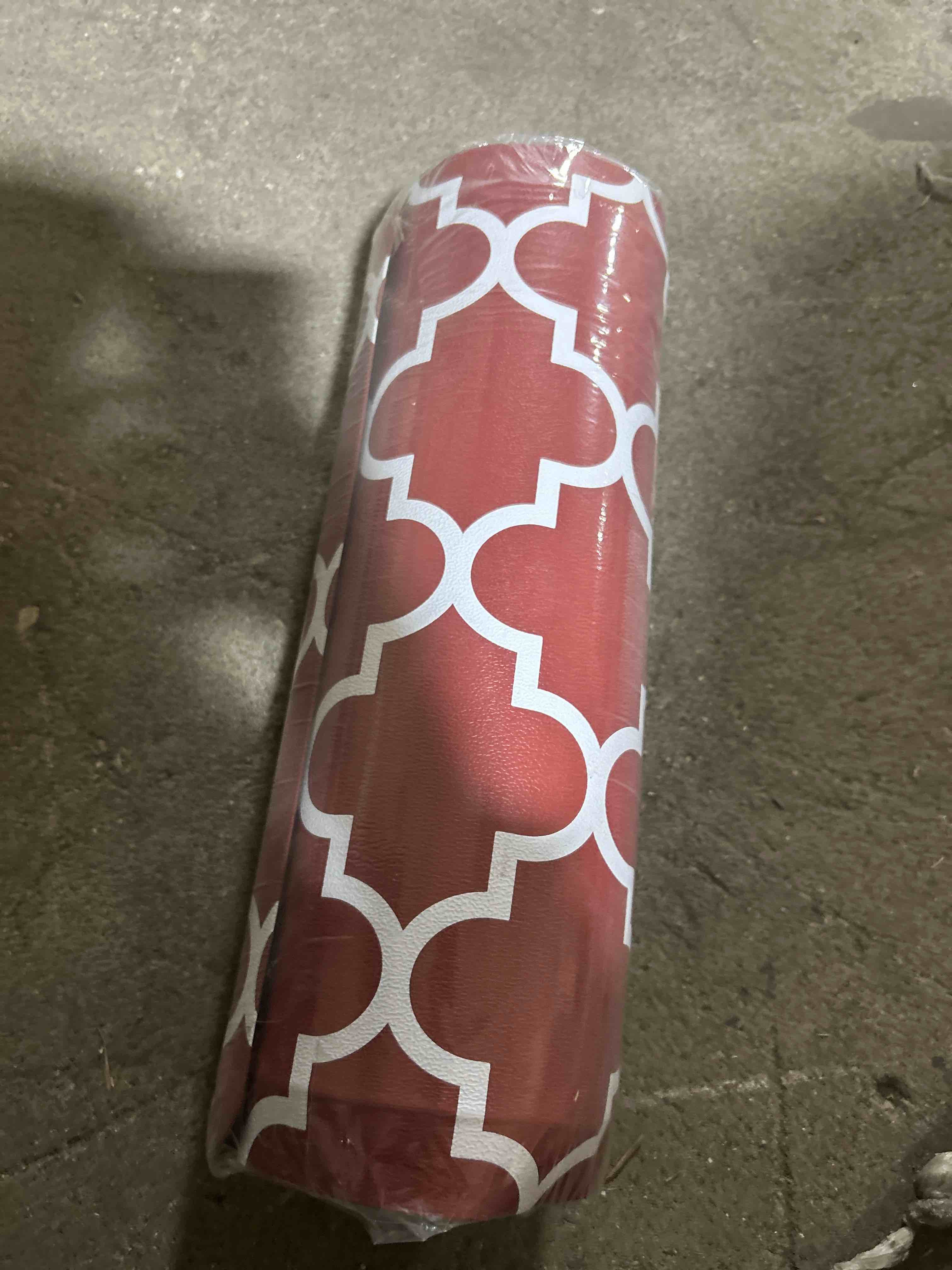 rubber floor kitchen mat, red/white