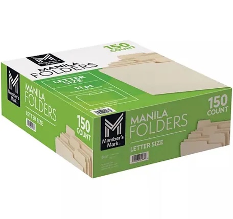 Member's Mark Manila File Folders, Letter, 150/BX