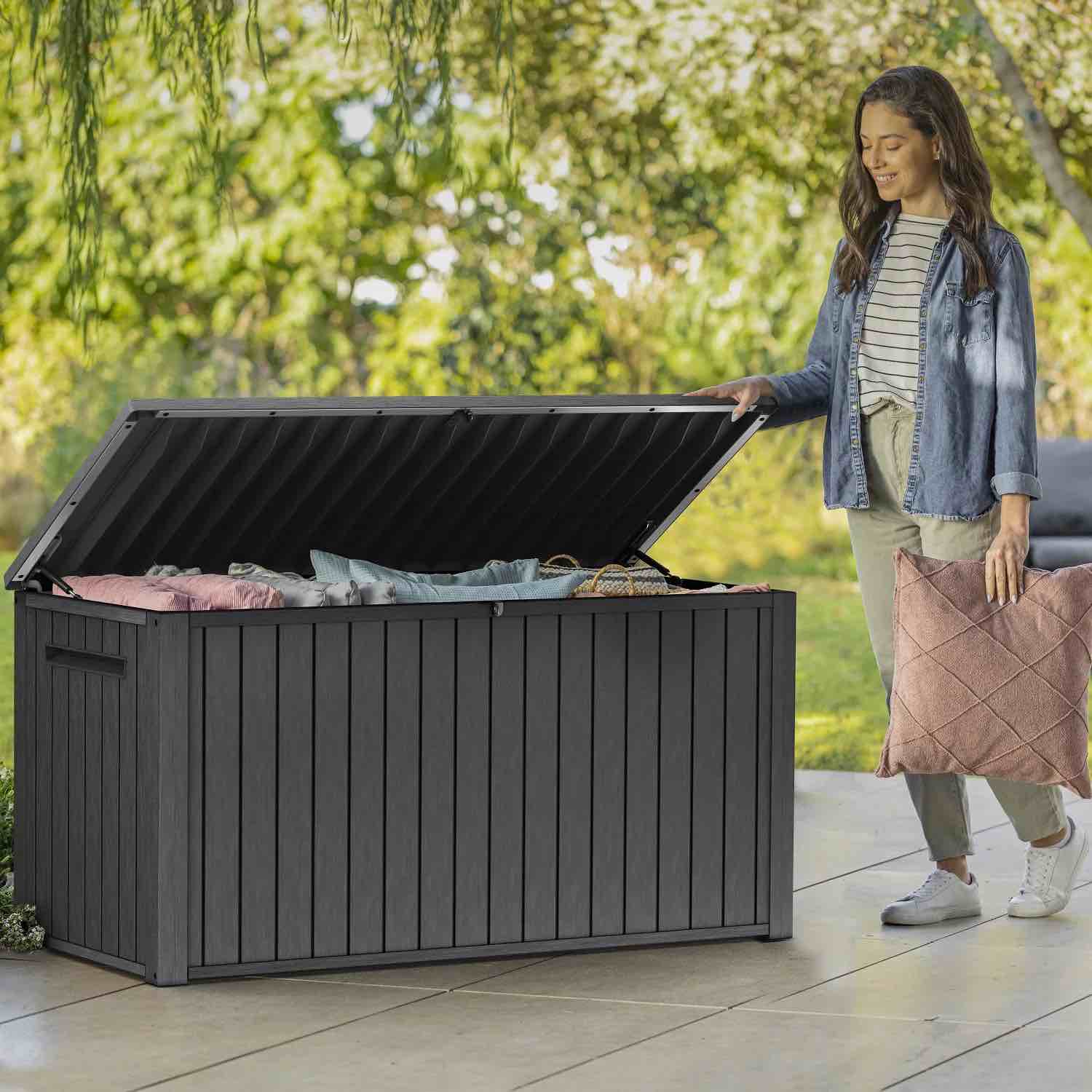 Keter 170 Gal. Resin Deck Box Large Indoor/Outdoor Storage