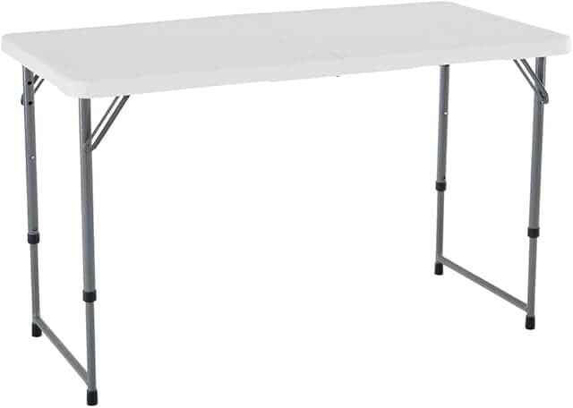 Lifetime Height Adjustable Folding Utility Table  48 by 24 Inches  White Granite
