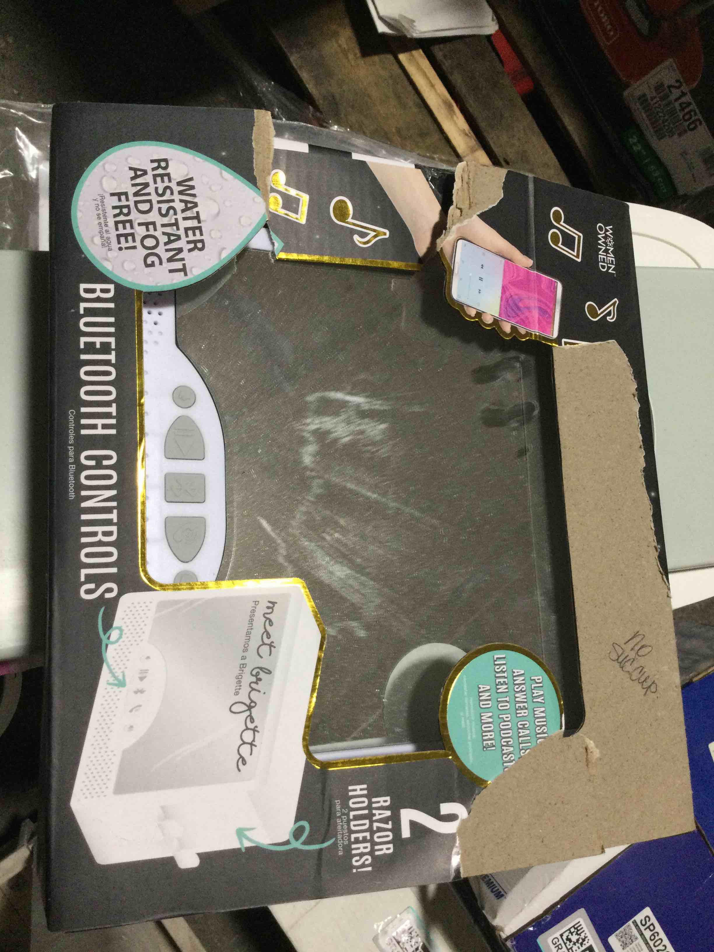 Love Ellie Brigette Fogless Shower Mirror with Lights & Bluetooth Speaker  White Finish  Suction Cup Mount