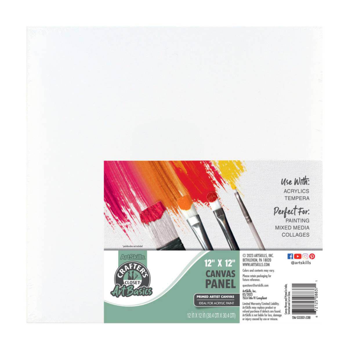 Crafter's Closet ArtBasics Canvas Panel, 12" x 12"