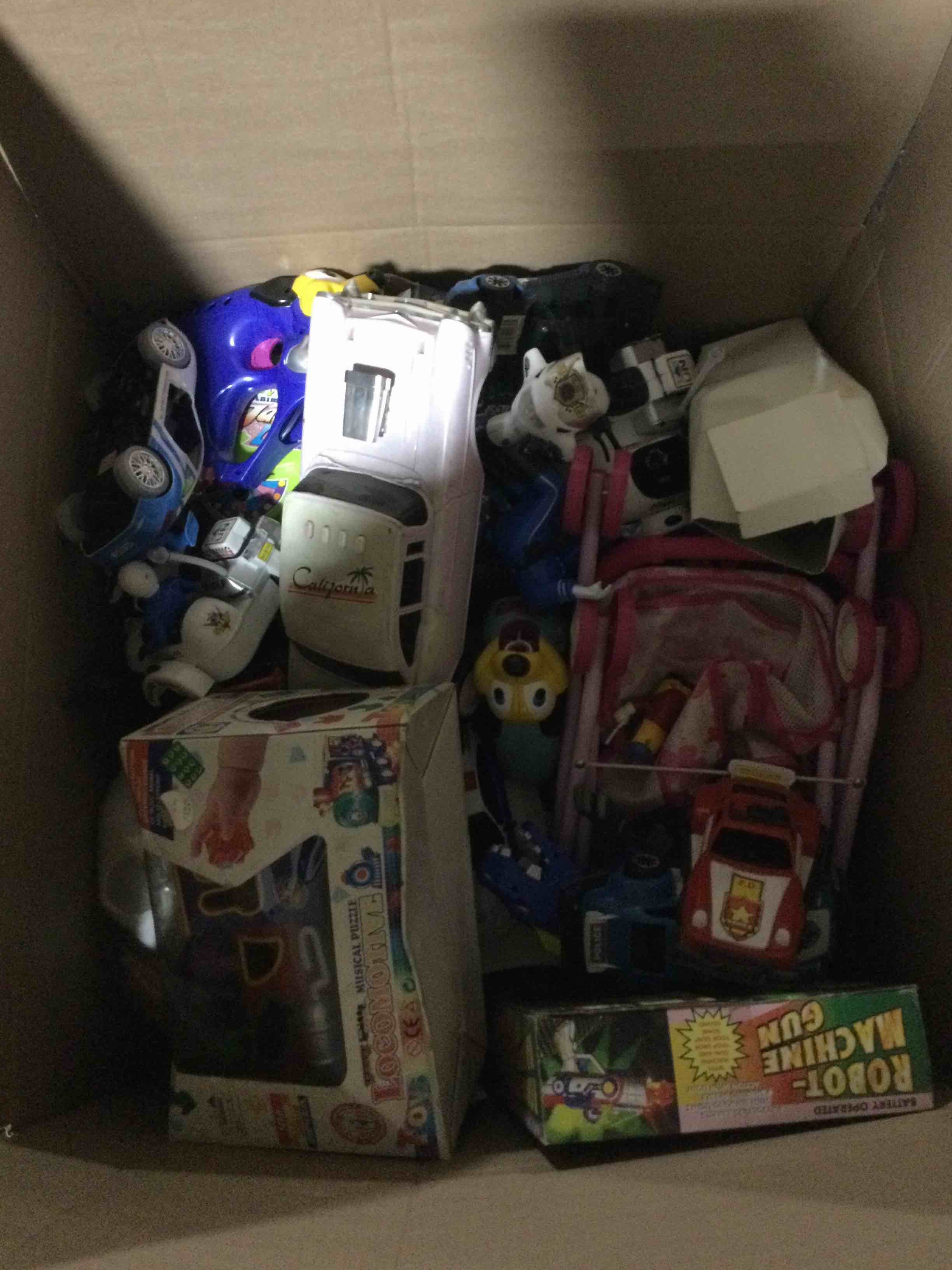 box of assorted toys