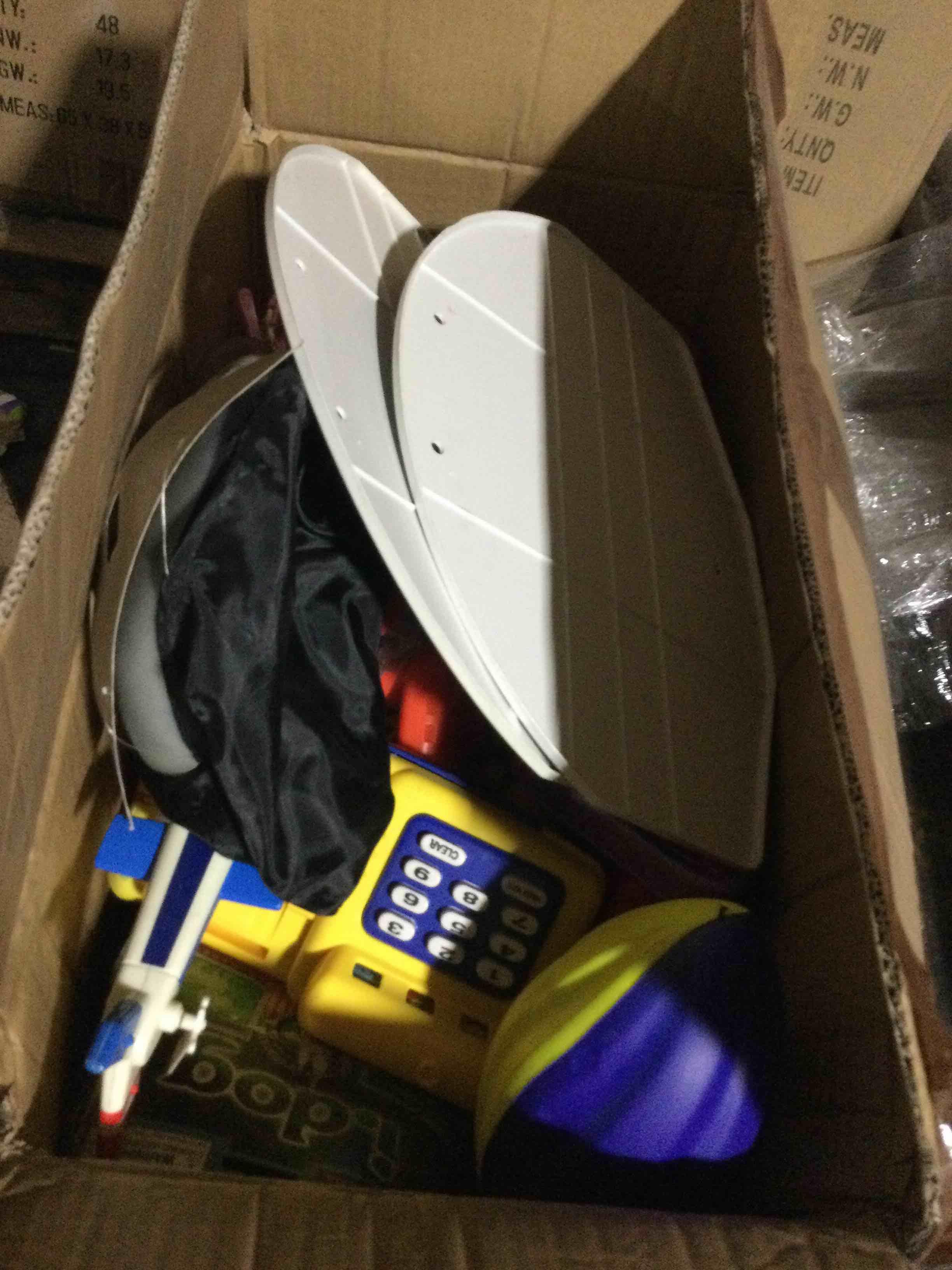 box of assorted toys