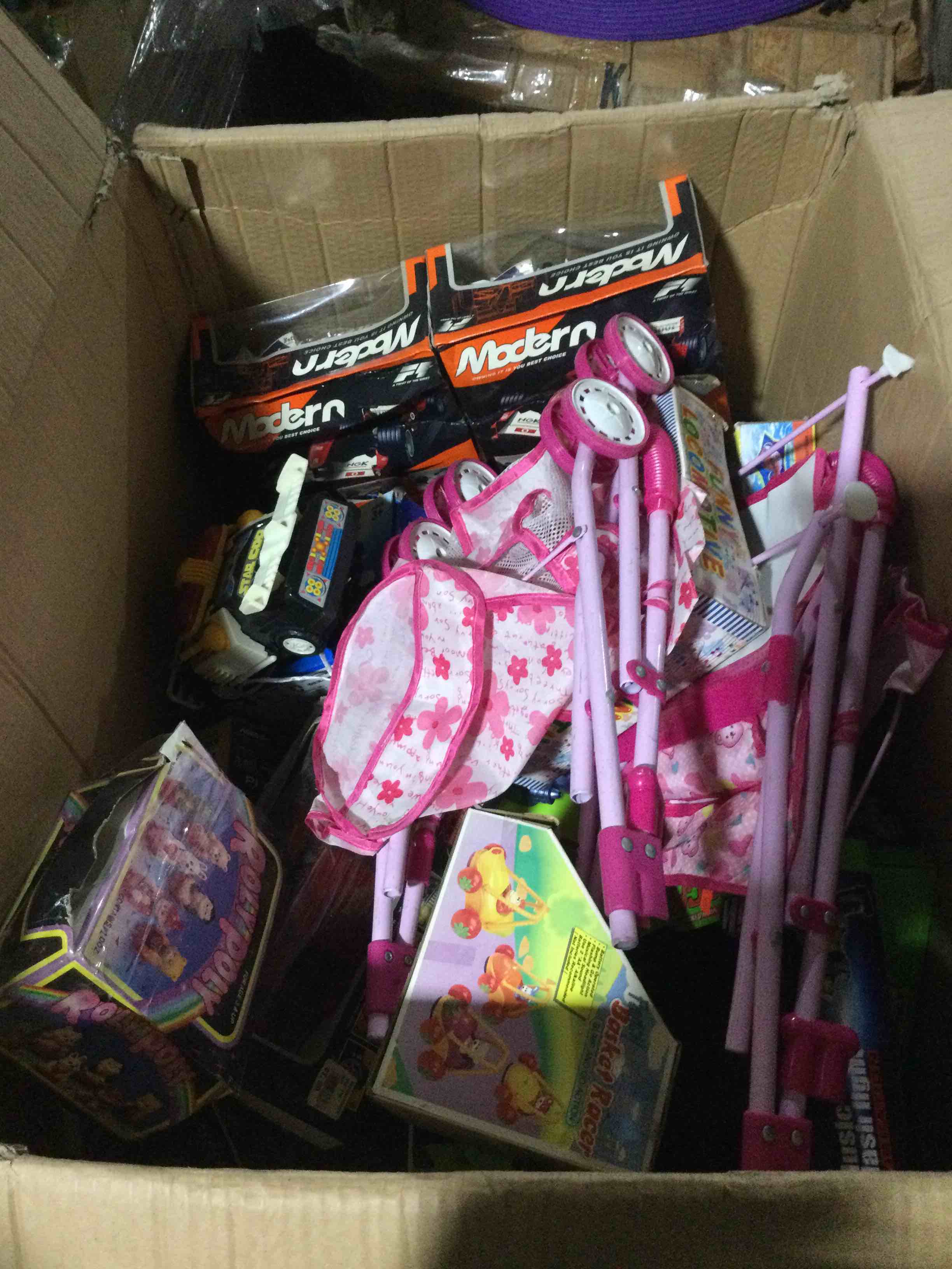 box of assorted toys