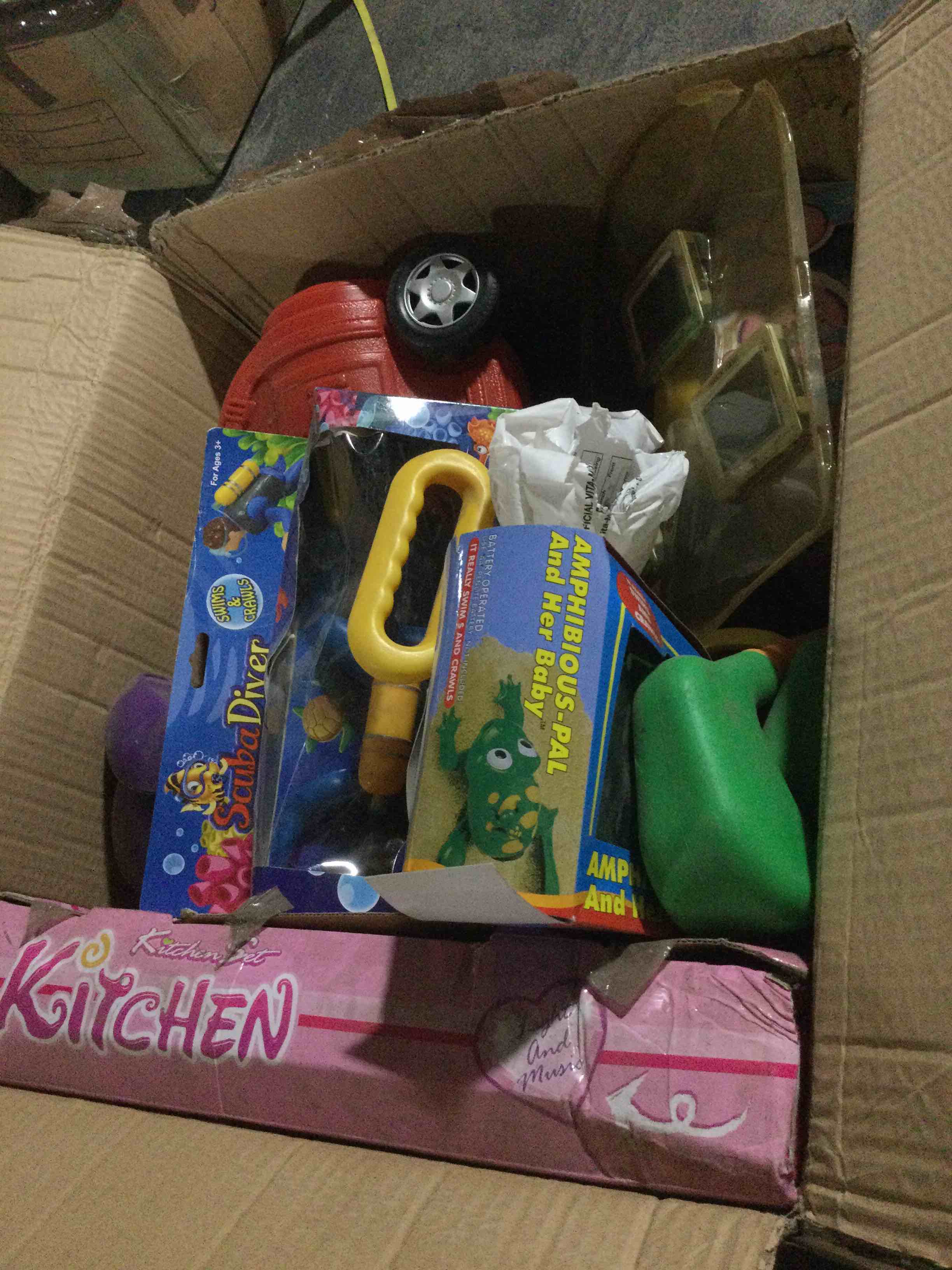 box of assorted toys ect…