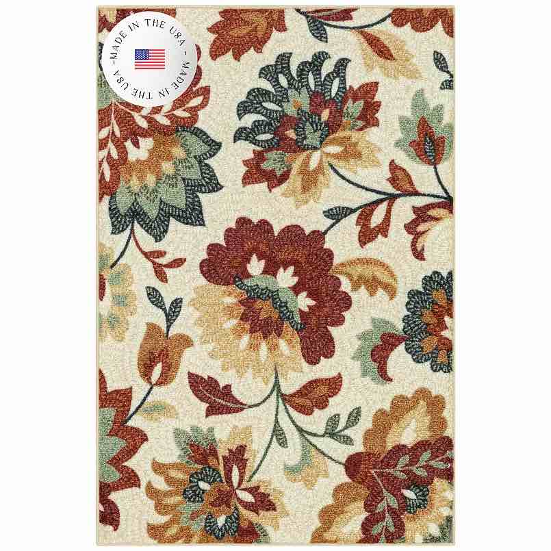 sonoma goods for life washable throw & kitchen, entry or laundry room rug, red natural floral, 36 x 60 inch