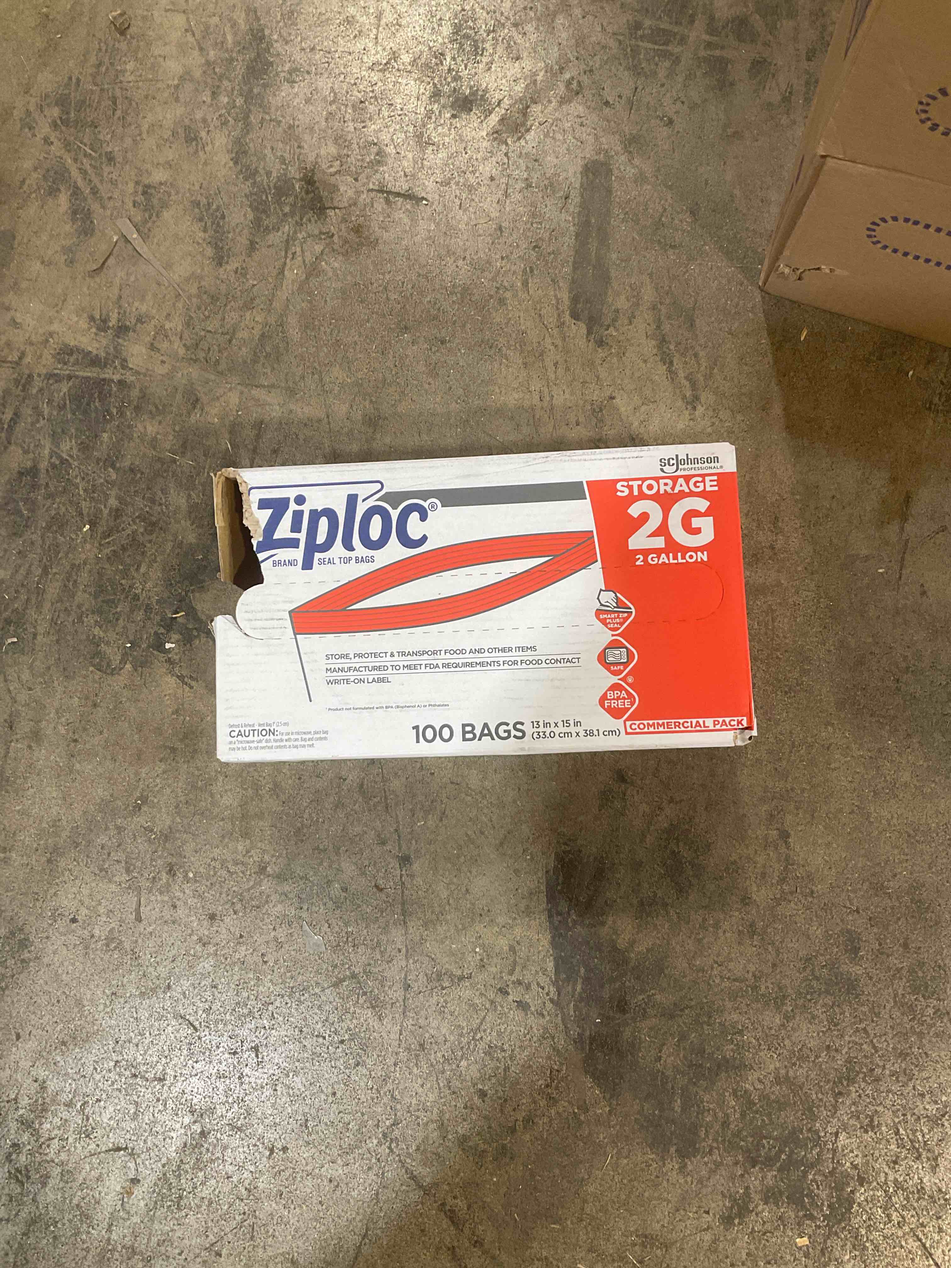 Condition photo showing Good Condition for SC Johnson Professional Ziploc Brand Food Storage 2 Gallon Bags, Food Storage Ziploc Brand Bags, Commercial Pack, 100 Count Box, for Professional Use Only 100 Count (Pack of 1)