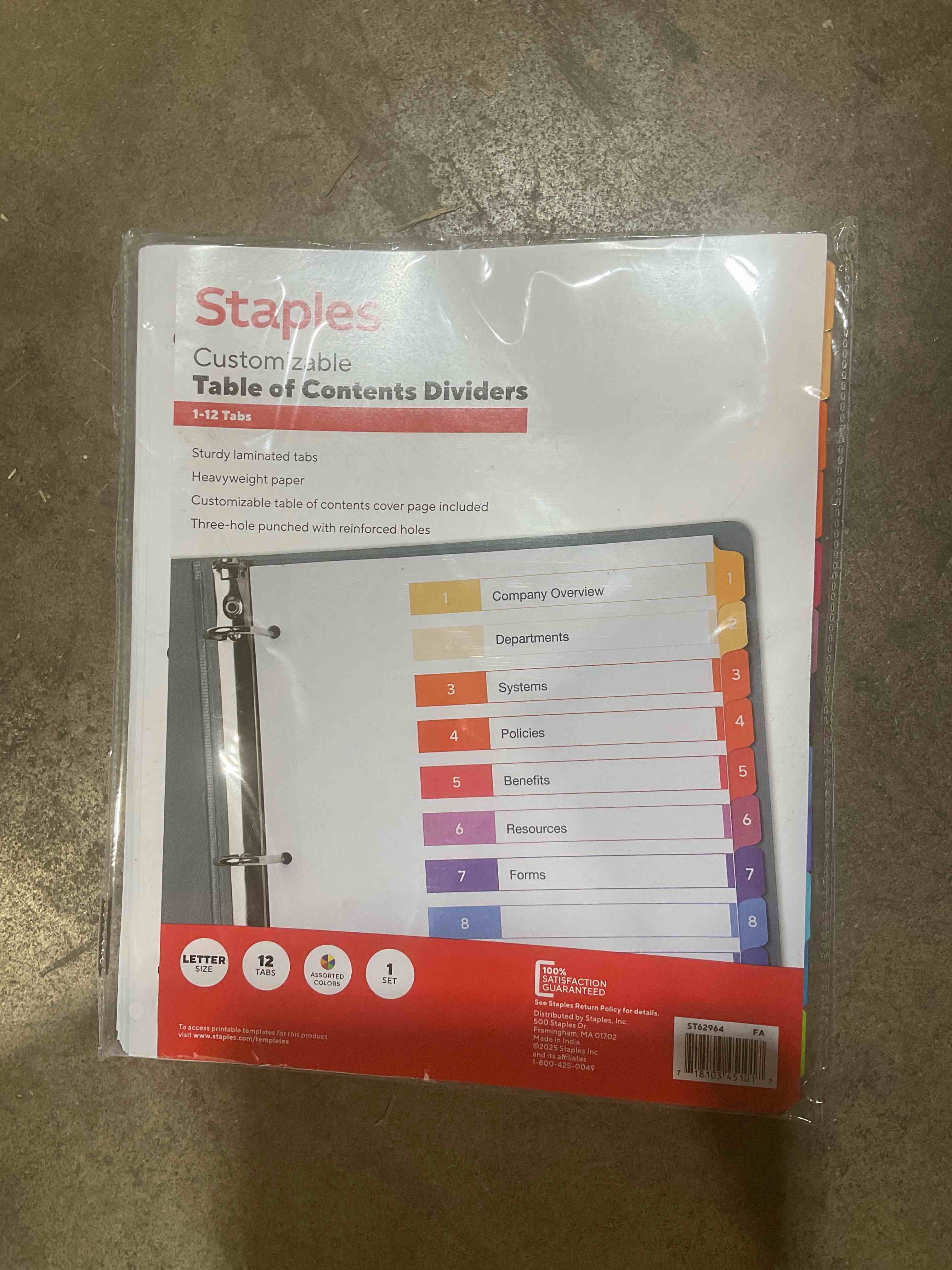 Condition photo showing New/Like New for Avery Jan-Dec Dividers for 3 Ring Binders, 12 Tabs per Set, Customizable Table of Contents, Multicolor Tabs, Great for Organizing Reports, Projects, and More (11127)