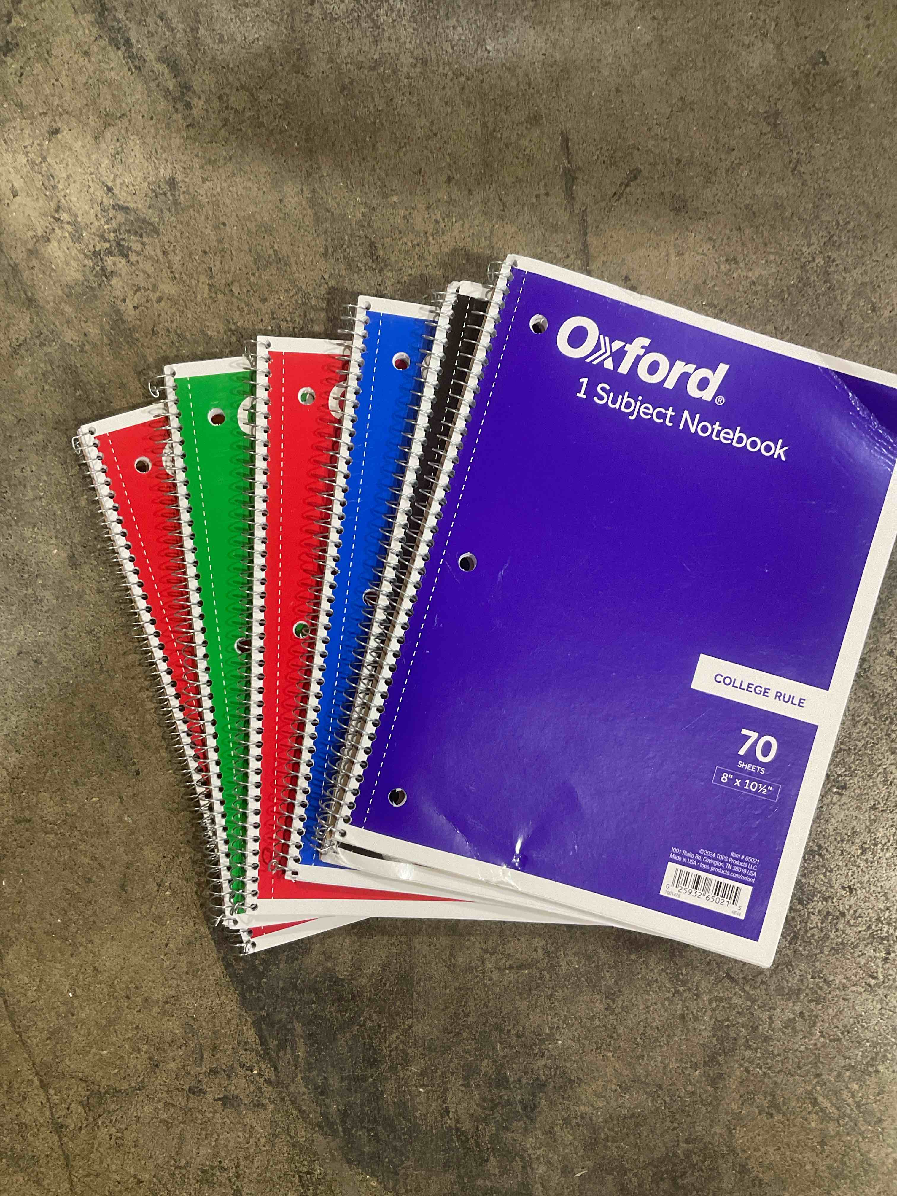 Condition photo showing Good Condition for Oxford Spiral Notebook, 1-Subject, College Ruled Paper, 70 Sheets, Color May Vary, 1/Notebook (65021) (Pack of 5)