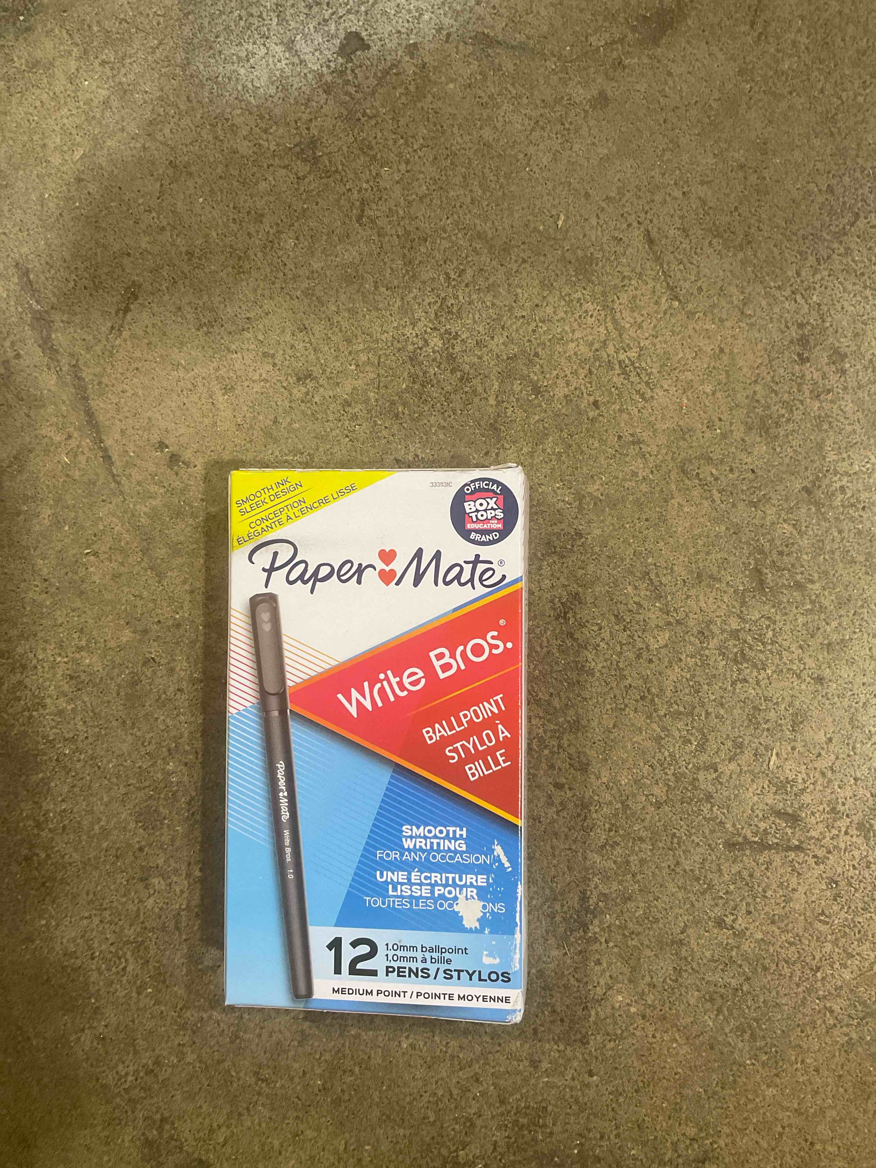 Condition photo showing New/Like New for Paper Mate® Ballpoint Stick Pens, Medium Point, 1.0 mm, Black Barrel, Black Ink, Pack Of 12