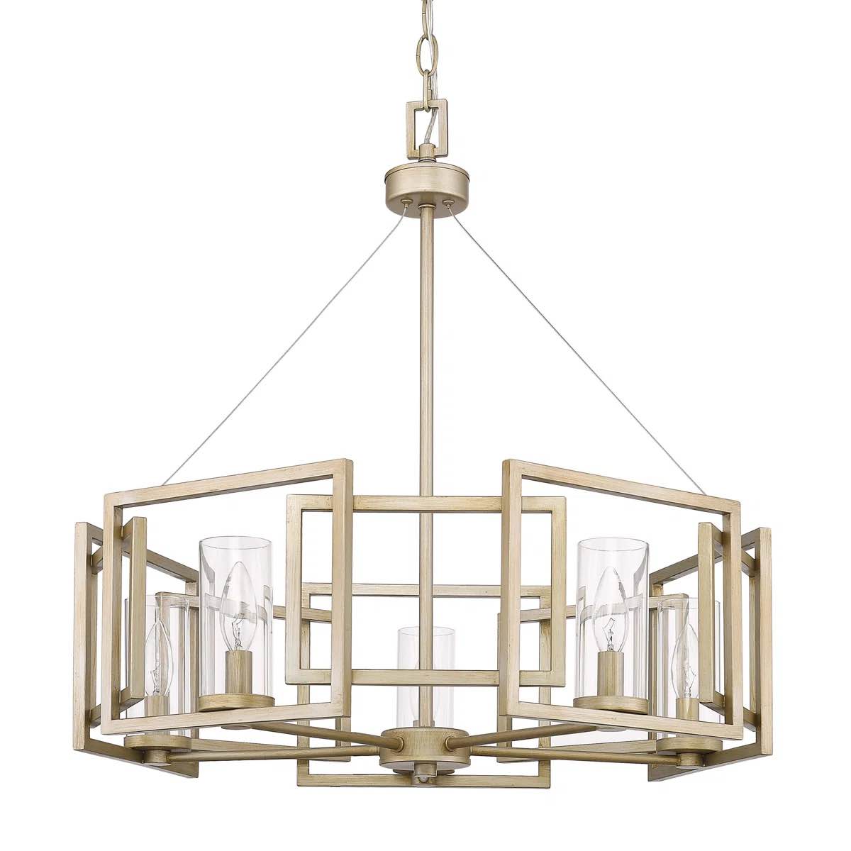 Newlin 5 - Light Steel Dimmable Drum Chandelier