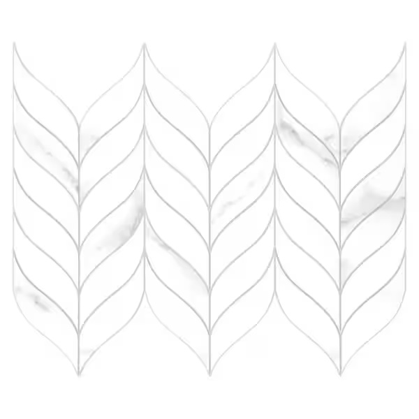 Leaf Waterjet 12.4 in. x 10.7 in. White Stone Composite Peel and Stick Backsplash Wall Tile (10-Pack)