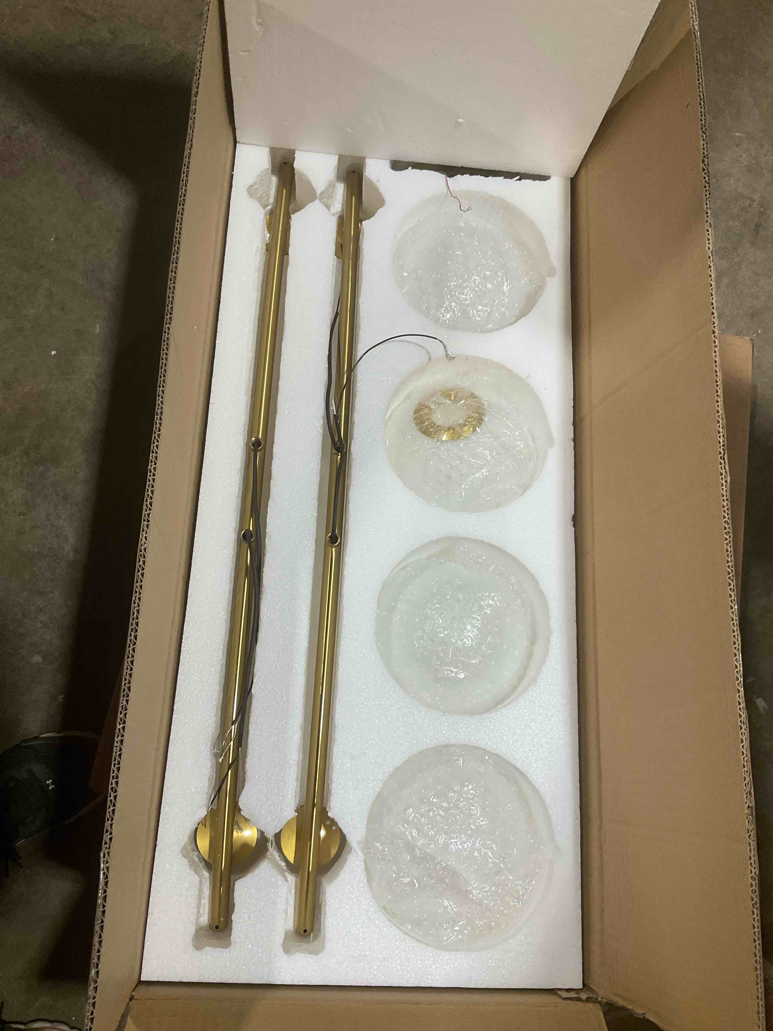 Condition photo showing New/Like New for 4-light glass bubble semi flush