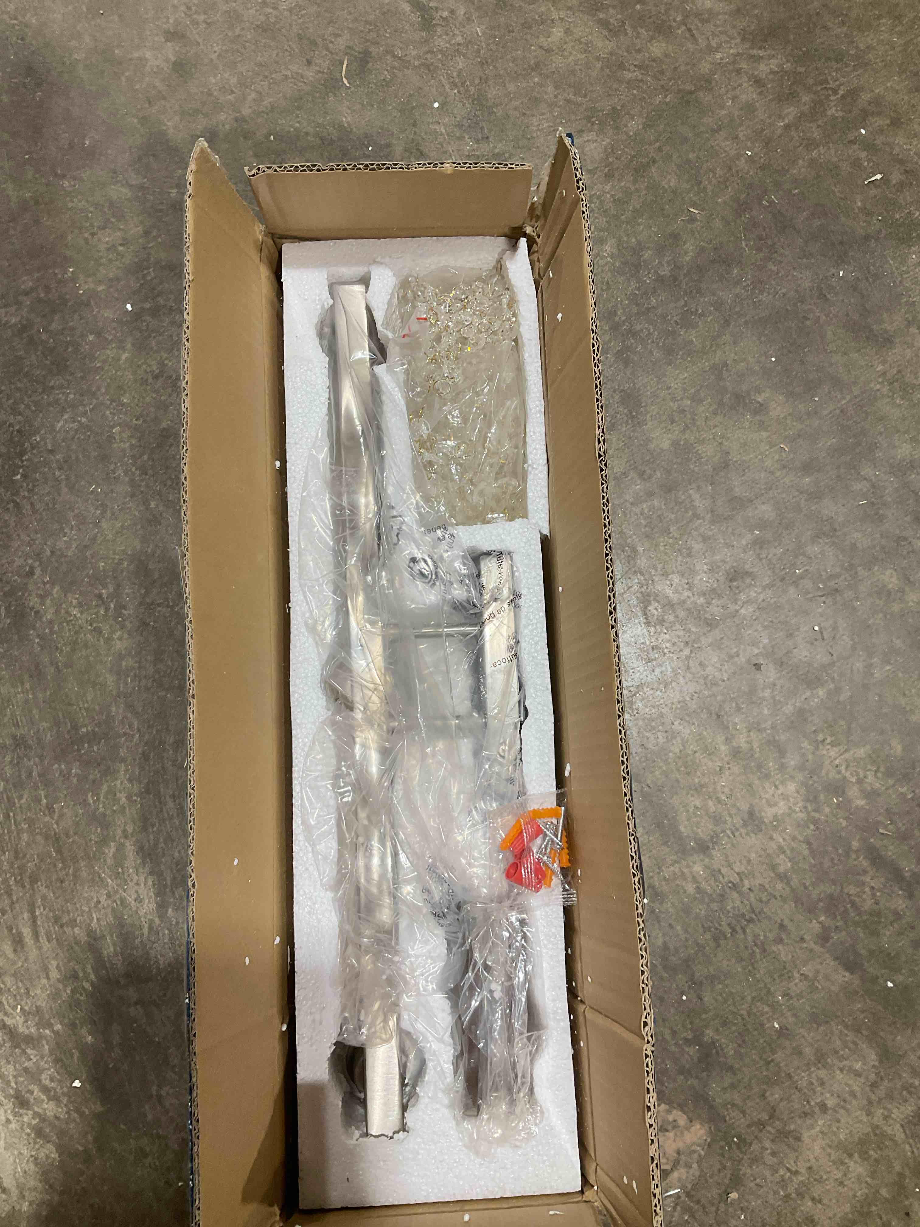 Condition photo showing New/Like New for wuzups 3-light bathroom light fixture morden vanity wall sconces light clear crystal drop for bedroom living room, e12 base, nickel