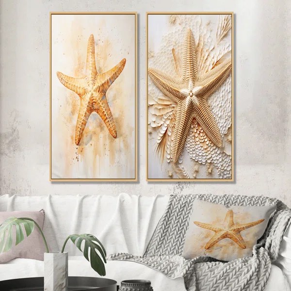 Beige And Gold Minimalism 32x16 Two pieces 