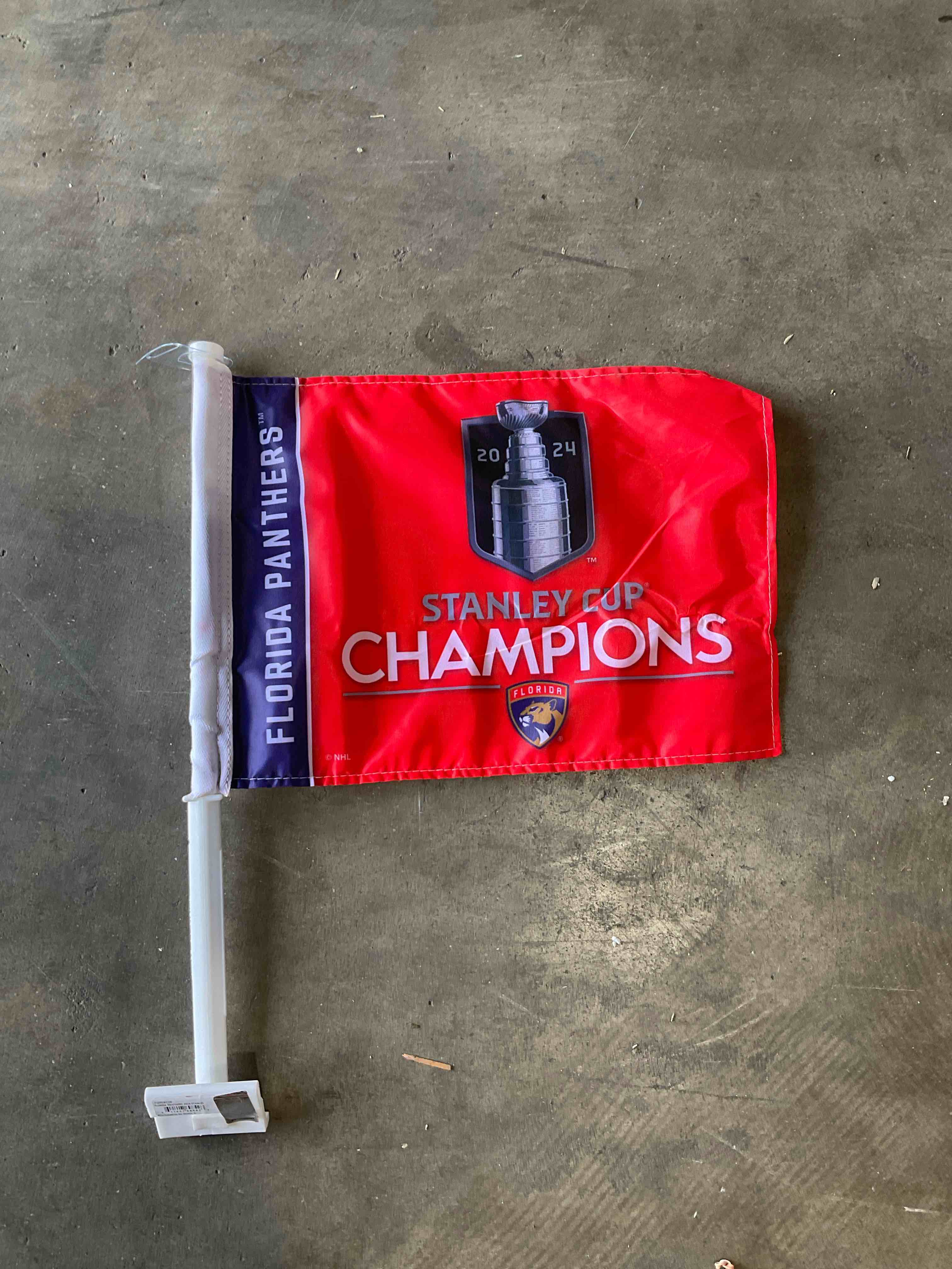 Condition photo showing Good Condition for rico industries car flag with included pole, florida panthers