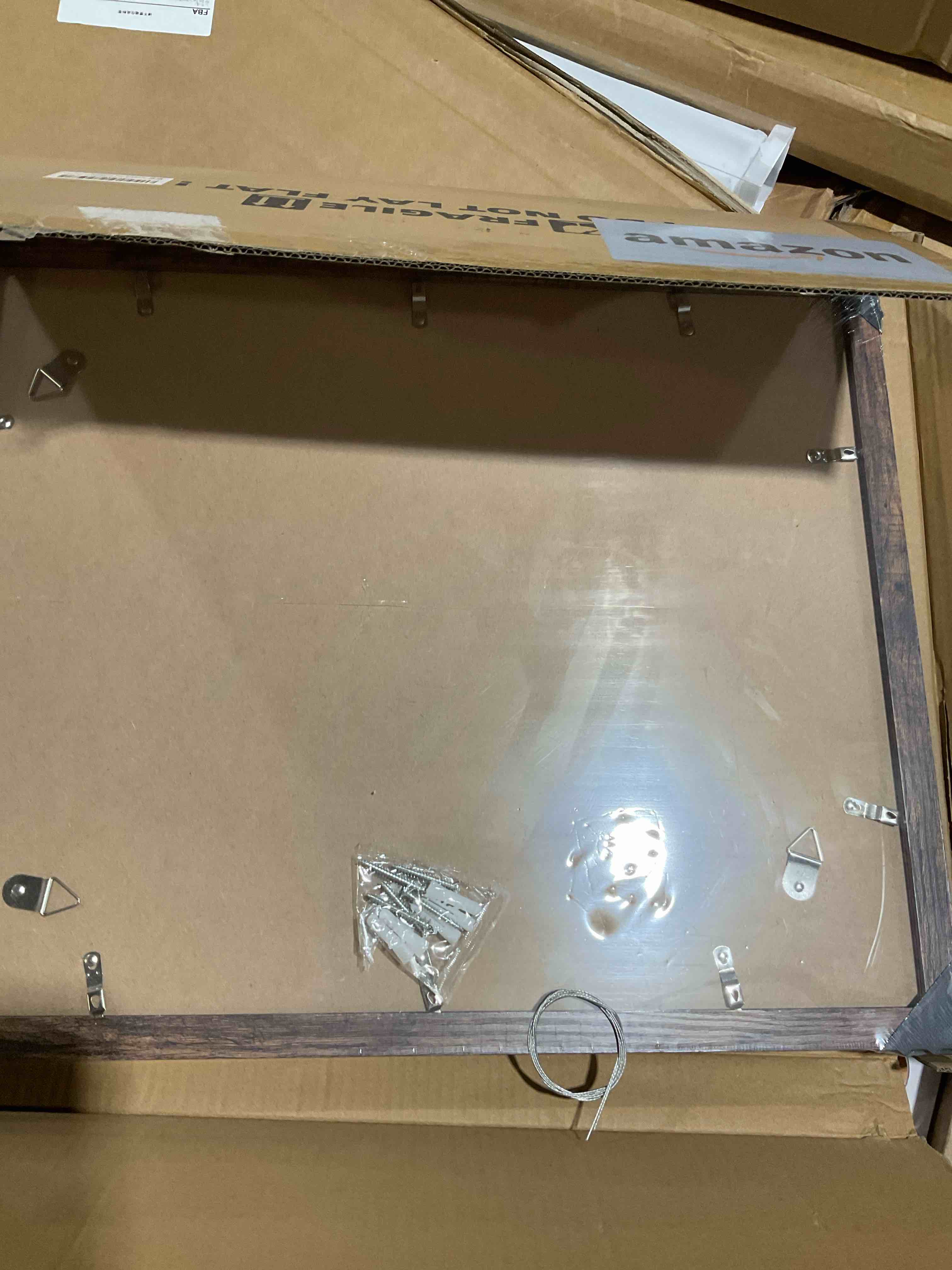 Condition photo showing Good Condition for 16x20 frames set of 2, rustic brown wood style - display 16 x 20 picture without mat or 11x14 picture with mat, wall mounting horizontal and vertical rustic brown 16x20 in