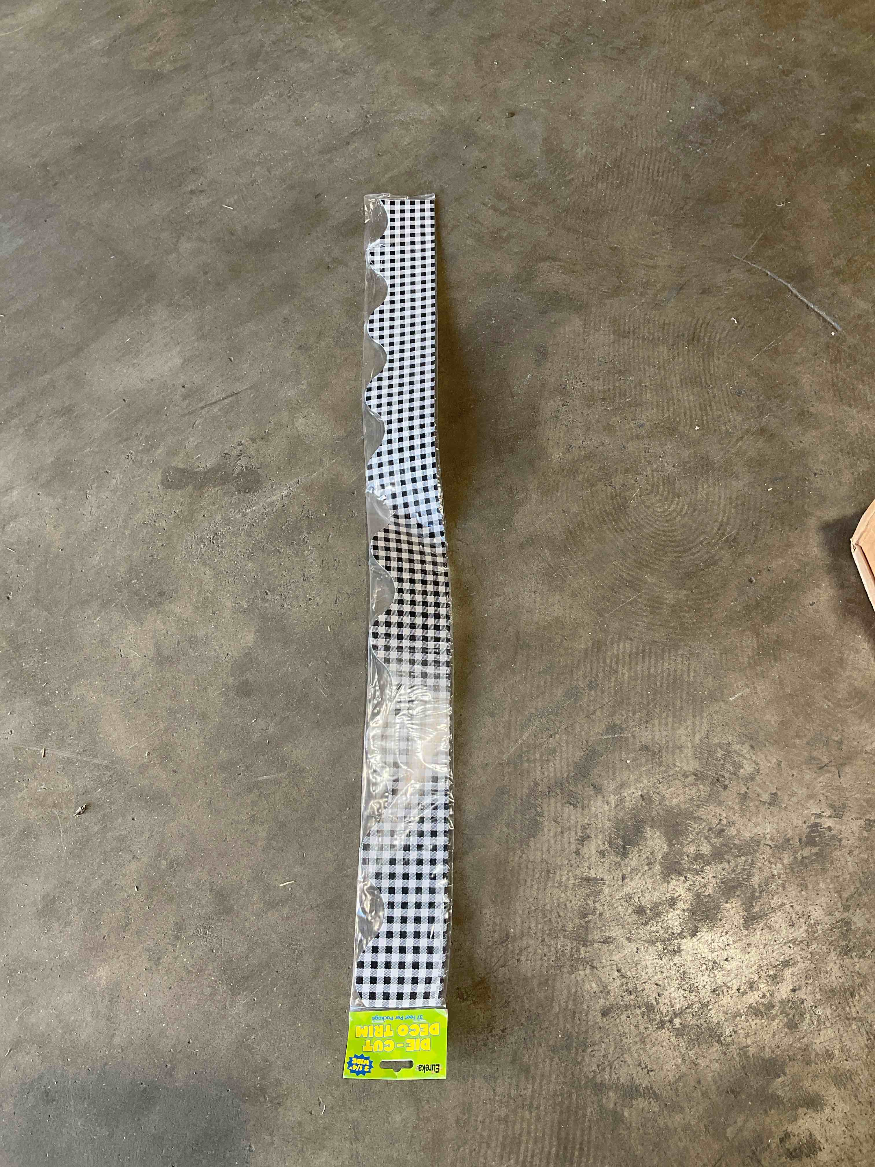 Condition photo showing New/Like New for black white gingham deco trim for classrooms of room decor