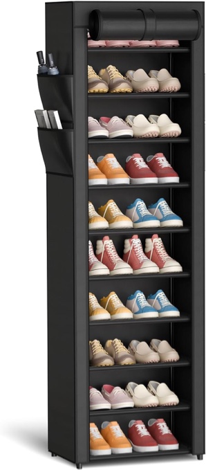 mainstays 10 shelf organizer shoe rack with cover black