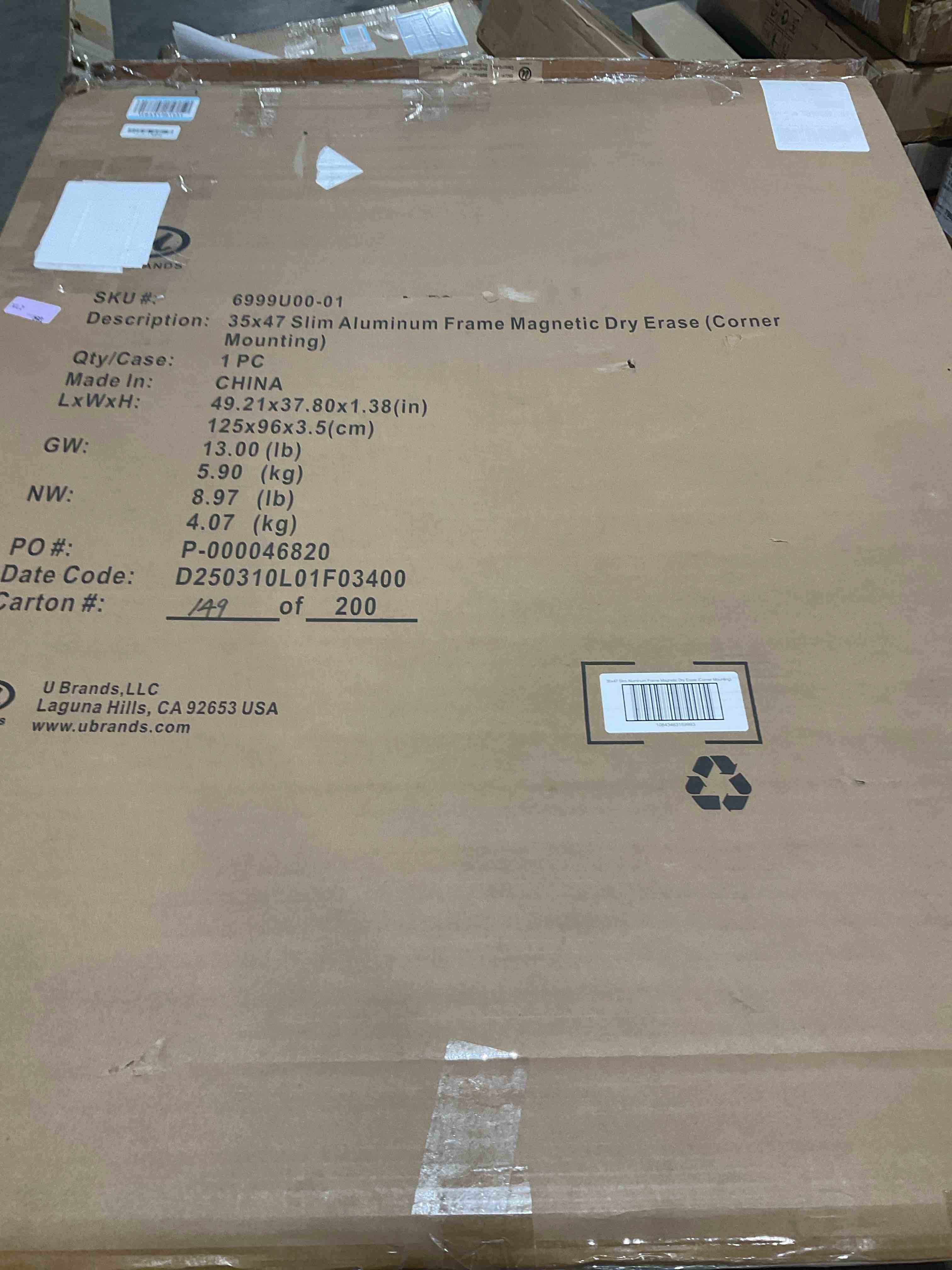 Condition photo showing New/Like New for glass dry erase white board - 47 x35frameless magnetic whiteboard for wall, white surface glass writing board for office home school