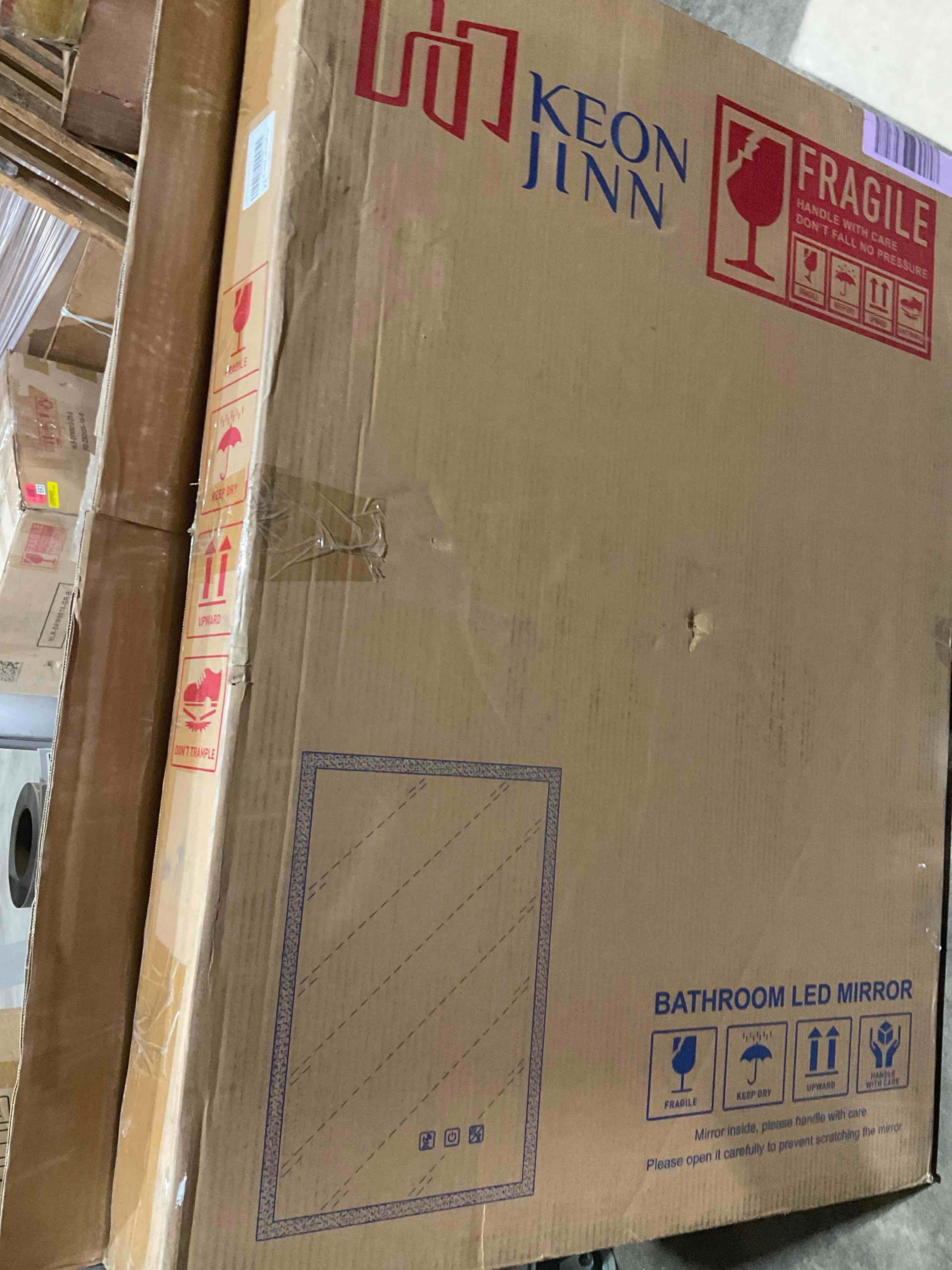 Condition photo showing New/Like New for keonjinn 24" x 36" lighted mirror for bathroom wall, led mirror with frontlit & backlit, dimmable 3-color lights, hd tempered glass, ul-listed led driver