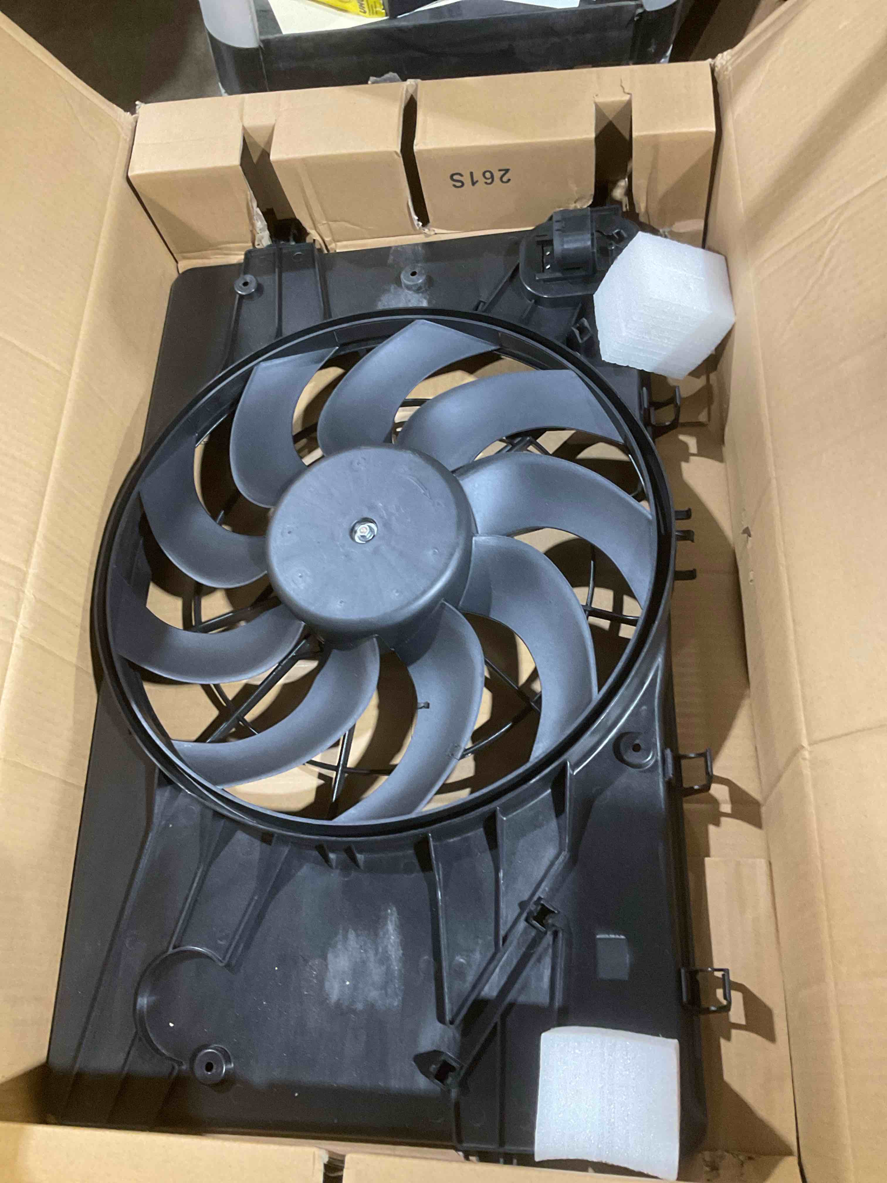 Condition photo showing Good Condition for engine radiator cooling fan assembly replacement for chevy cruze 2011-2016 replacement for buick verano 2012-2017 radiator ac condenser cooling fan replace 13360890 13372154 13289627 13427161 13427160