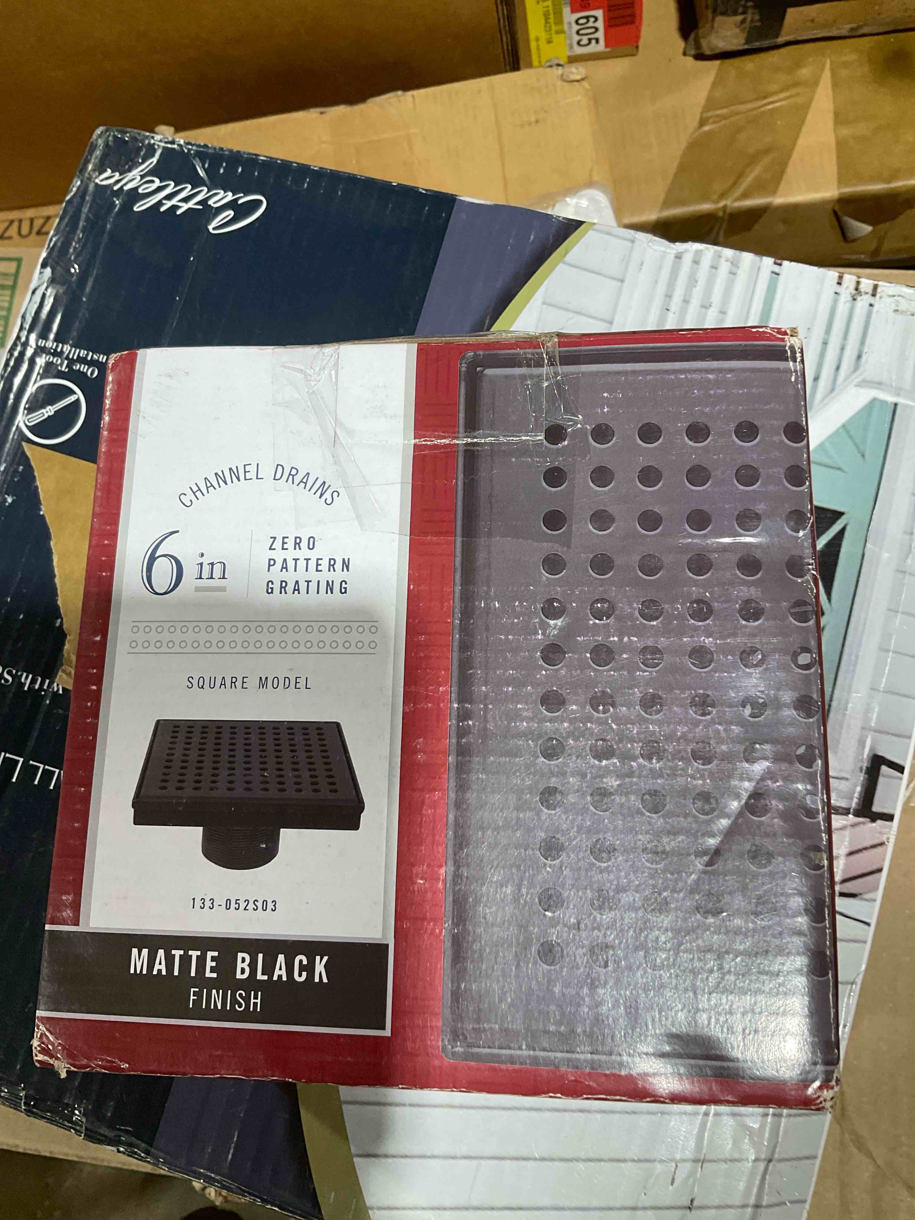 Condition photo showing New/Like New for b&k 6 in. square shower drain zero pattern matte black 133-052s03 - all