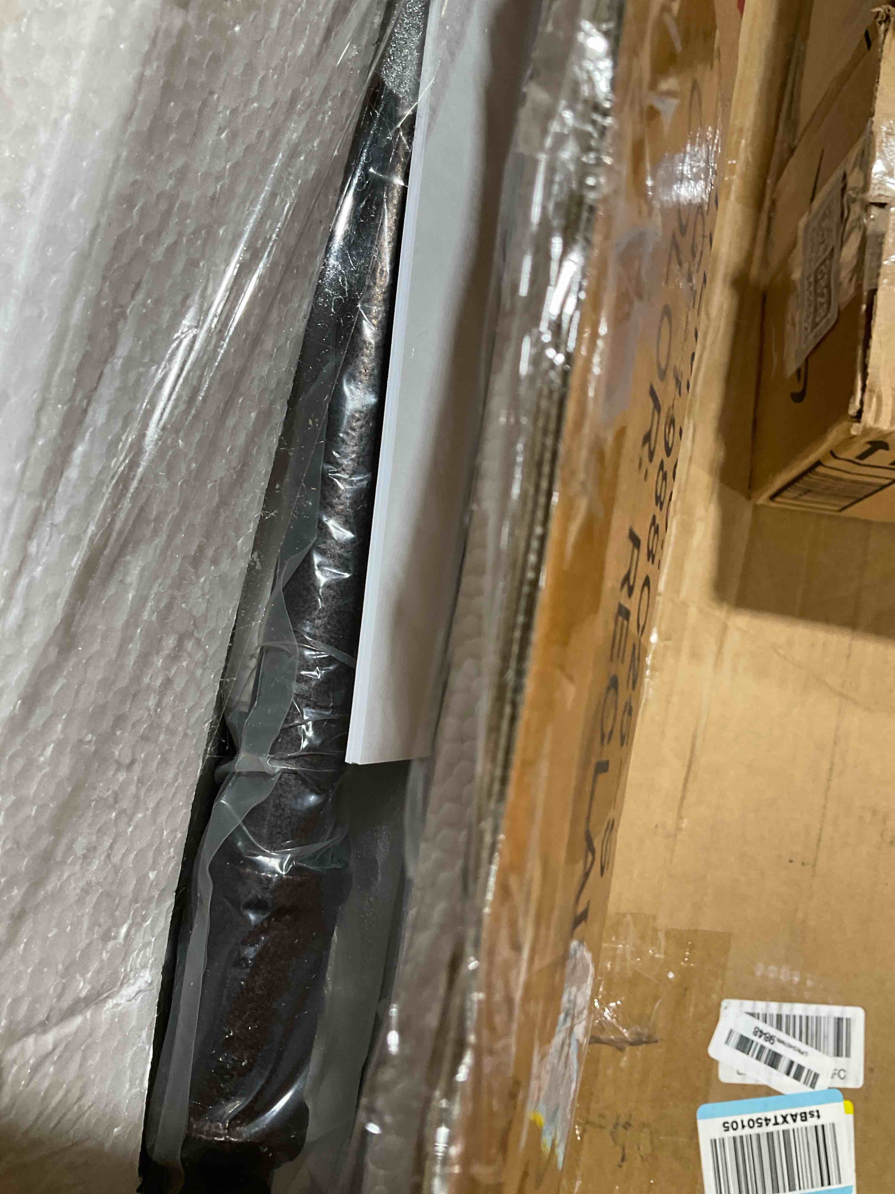 Condition photo showing New/Like New for 24/7 shop at home modern industrial pipe mirror - 29 x 28 farmhouse rectangular decorative wall mirror for bathroom, living room, bedroom, entrance wood mirror, (copper)