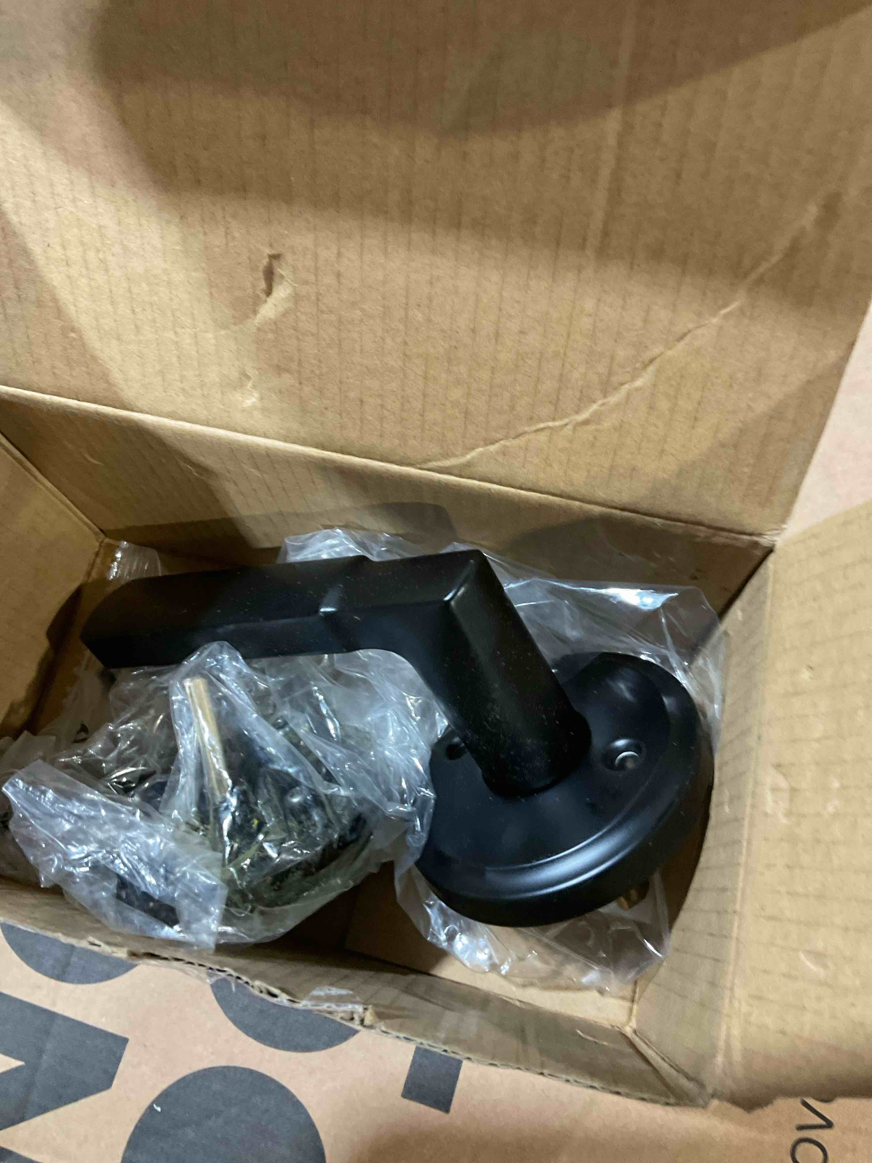 Condition photo showing Good Condition for kwikset lisbon interior passage door handle, round lever for closet and hallway doors, reversible non-locking handle lever, matte black, with microban protection