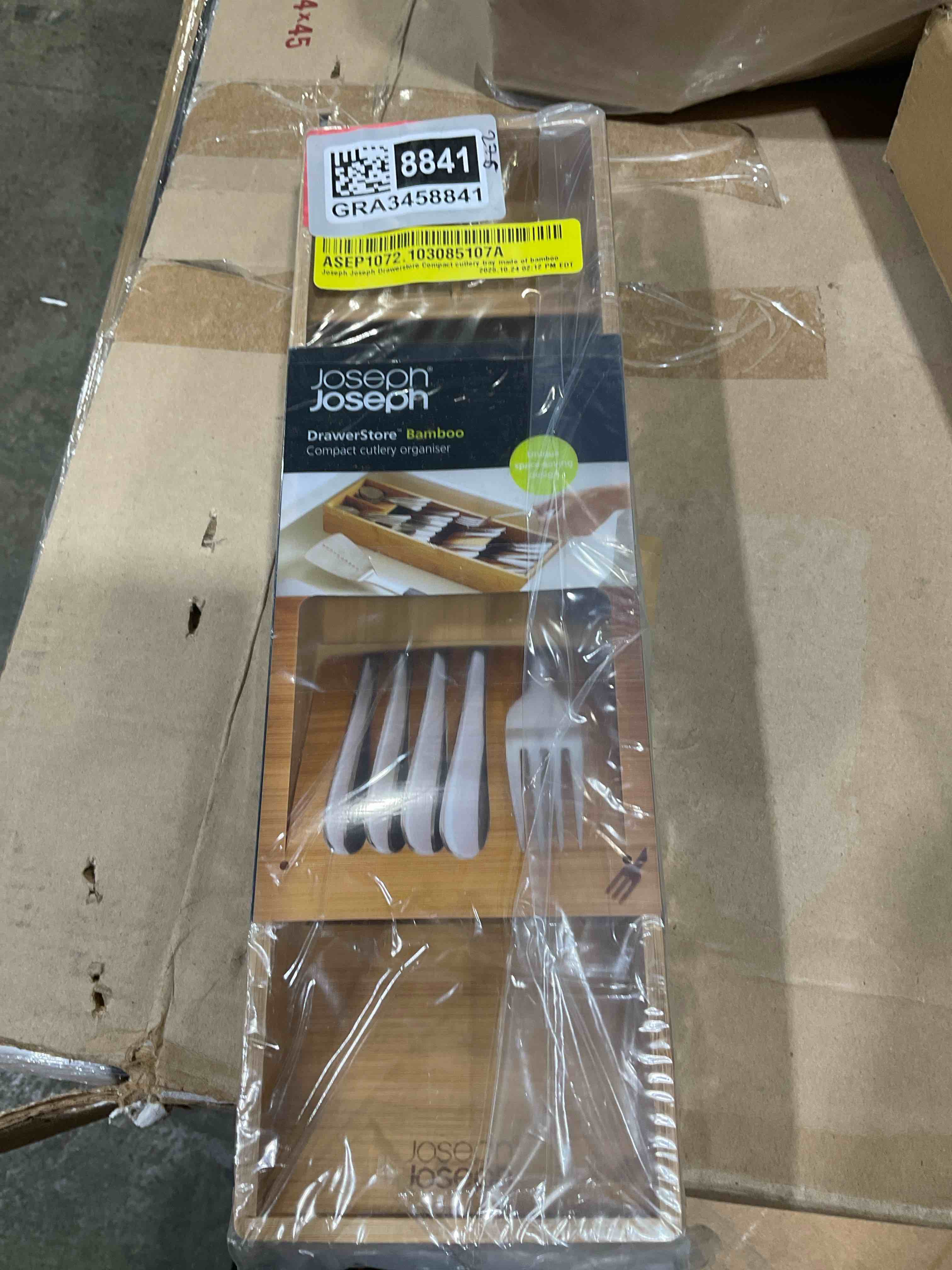 Condition photo showing New/Like New for joseph joseph drawerstore compact utensil organizer for kitchen drawer silverware, flatware tray, small, bamboo