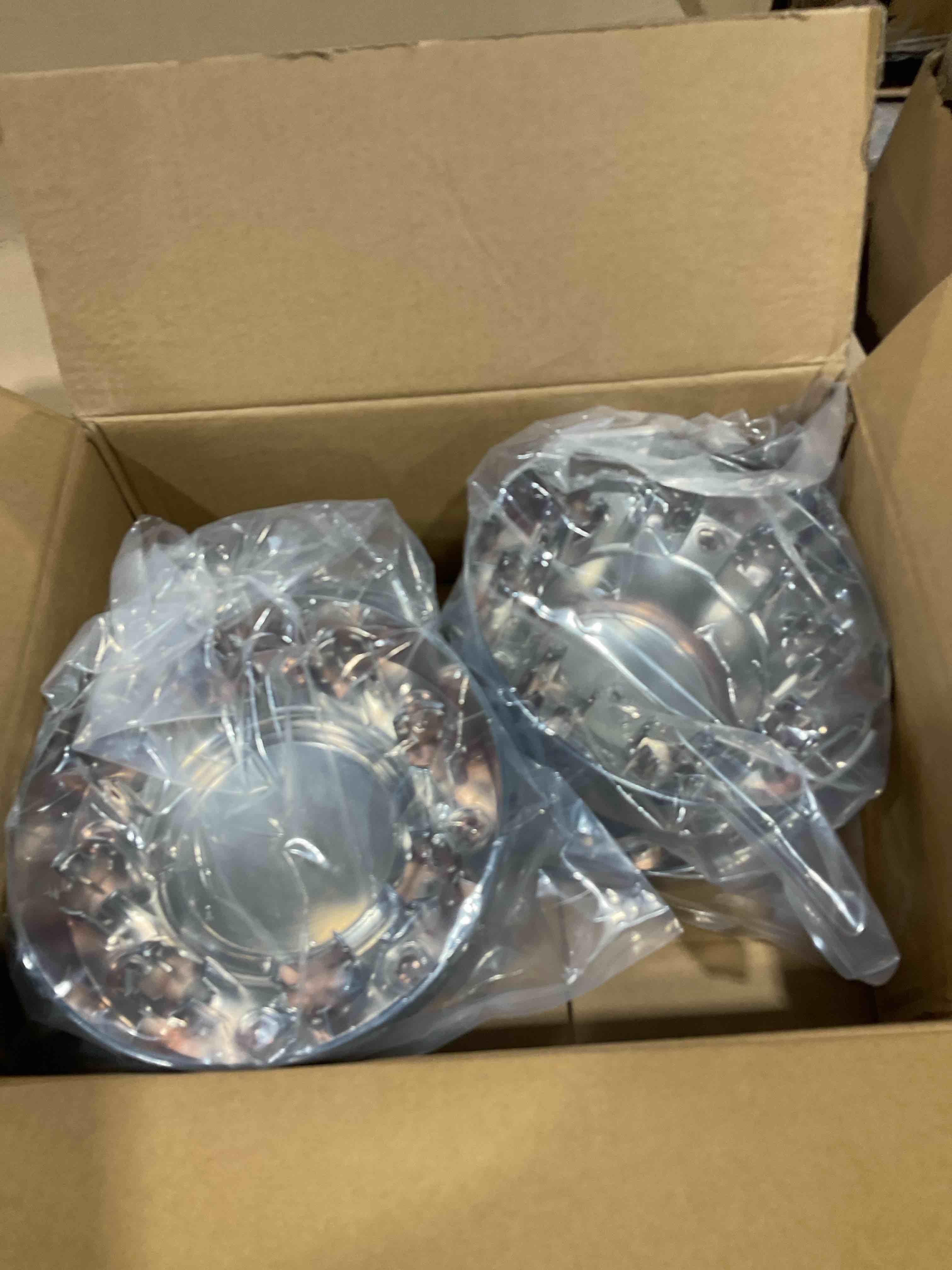 Condition photo showing New/Like New for bhb chrome dually wheel center hub caps 2011-2018 compatible with dodge ram 3500 with aluminum wheels front & rear replaces 68081010aa 68081015ac