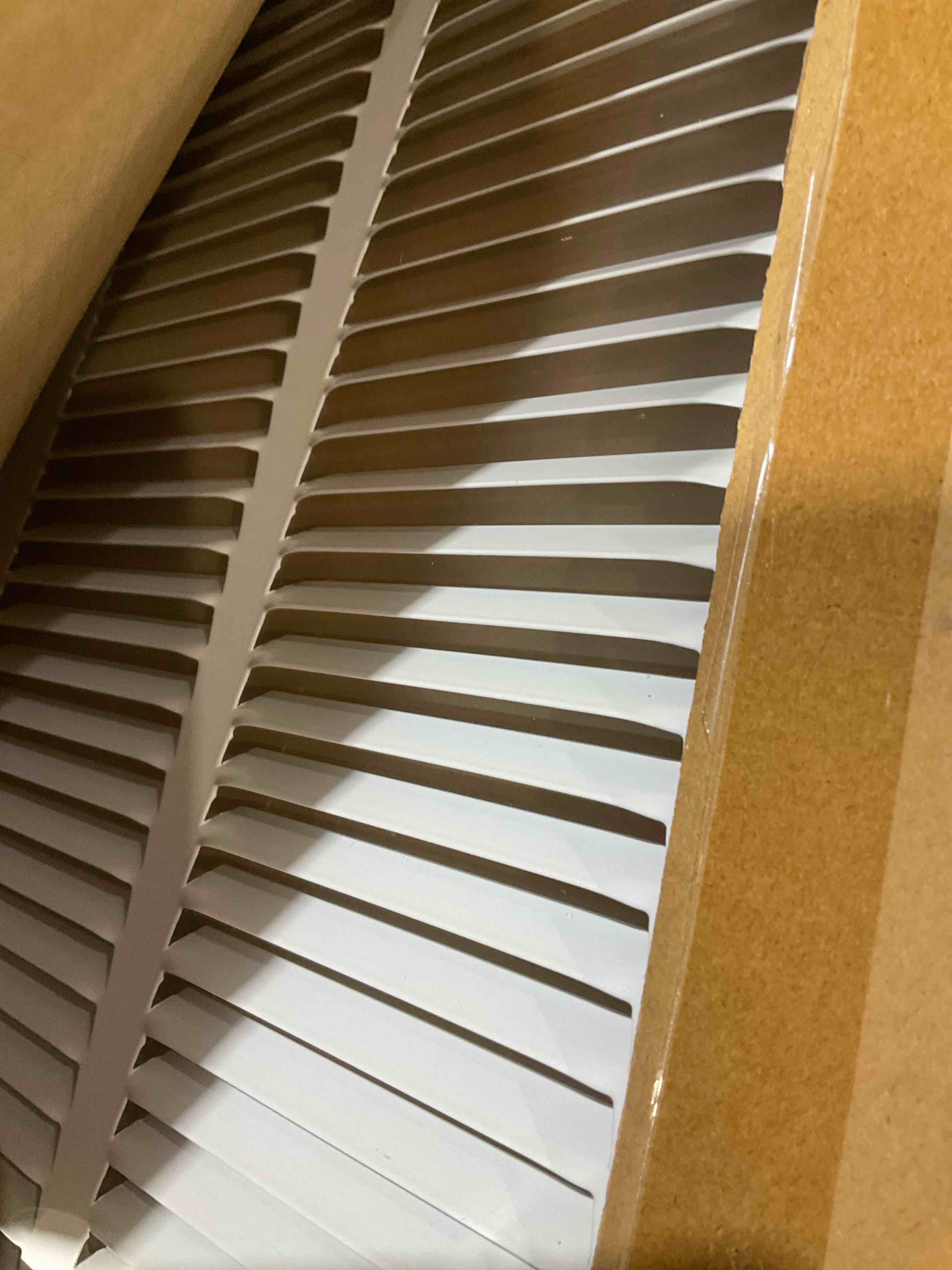 Condition photo showing New/Like New for 20x20 return air grille (duct opening size), air return vent cover, ac vent cover, cold air return vent cover, flat return air grilles, outer dimensions:21.75"w x 21.75"h (20"w x 20"h, duct opening)