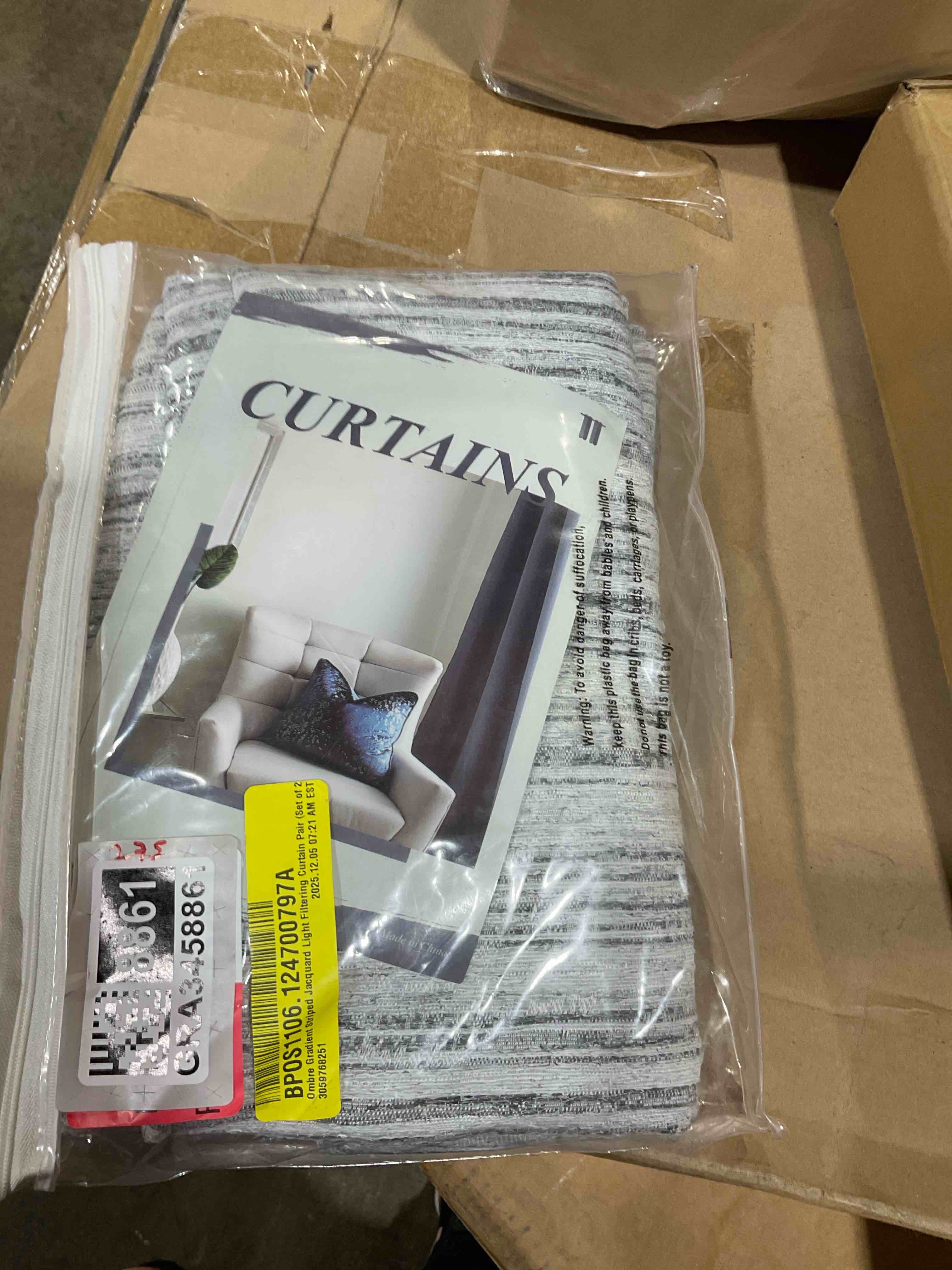 Condition photo showing New/Like New for jinchan white curtains blue striped curtains 96 inch length for living room bedroom window treatment modern linen look ticking stripe pinstripe privacy light filtering back tab rod pocket 2 panels
