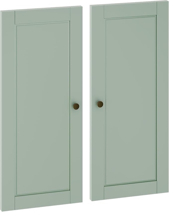 100% Solid Wood Modular Kitchen Pantry Double Raised Panel Door Kit, salvia 