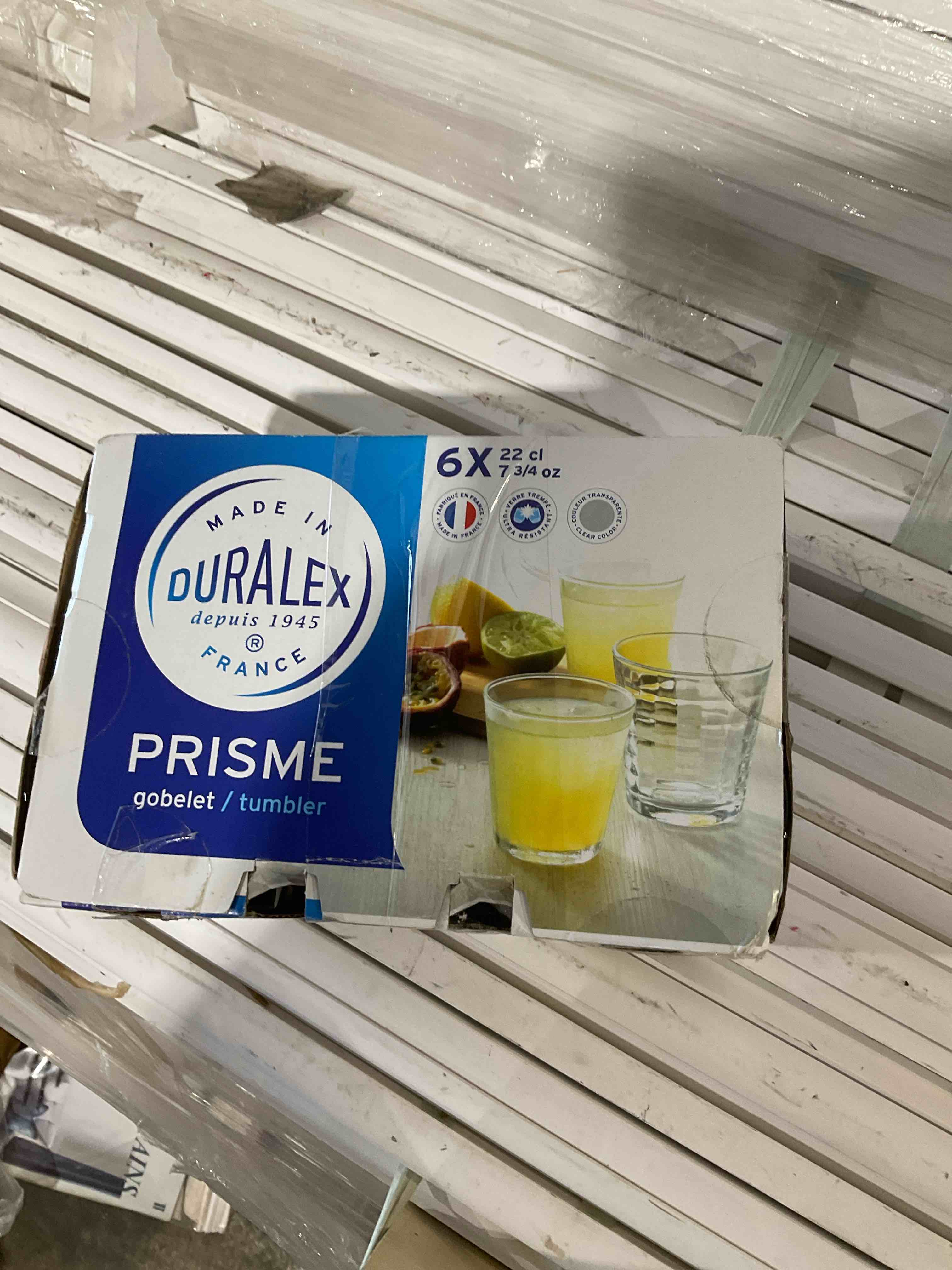 Condition photo showing New/Like New for duralex 1032ab06/6 made in france prisme glass tumbler drinking glasses, 7.75 ounce - set of 6, clear