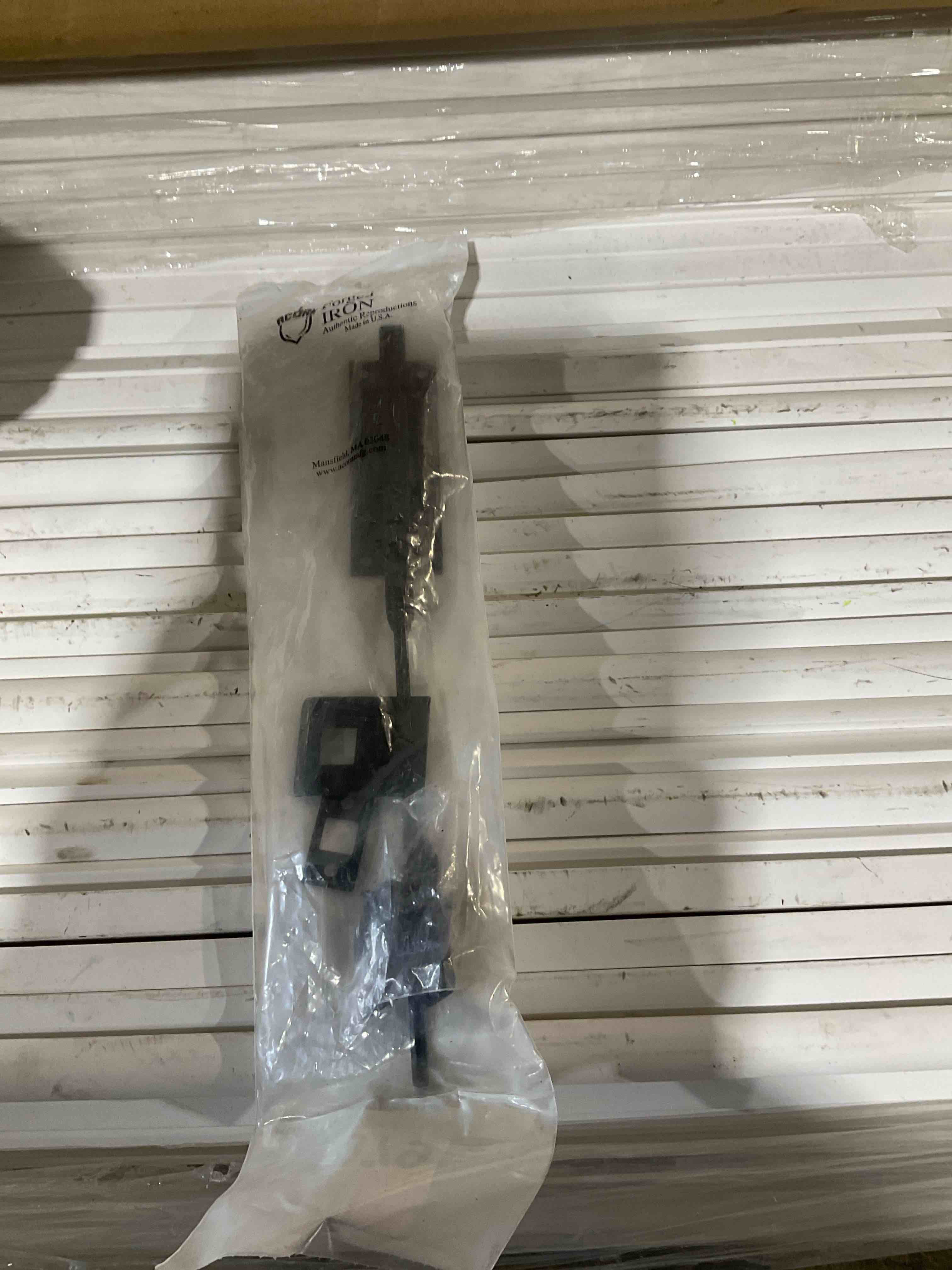 Condition photo showing New/Like New for 12” forged iron cane bolt latch