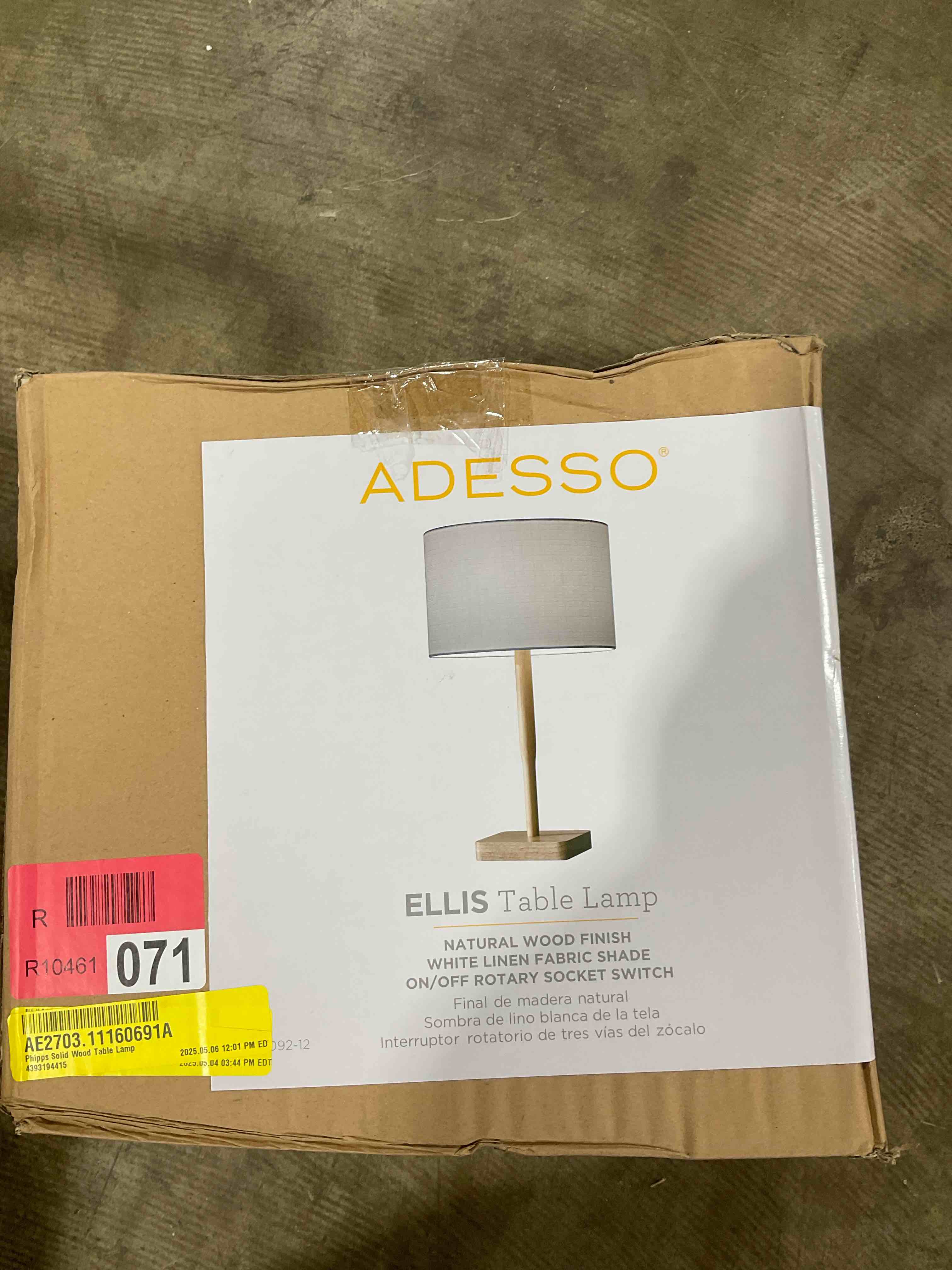 Condition photo showing New/Like New for adesso home 4092-12 transitional one light table lamp from ellis collection in bronze/dark finish, natural
