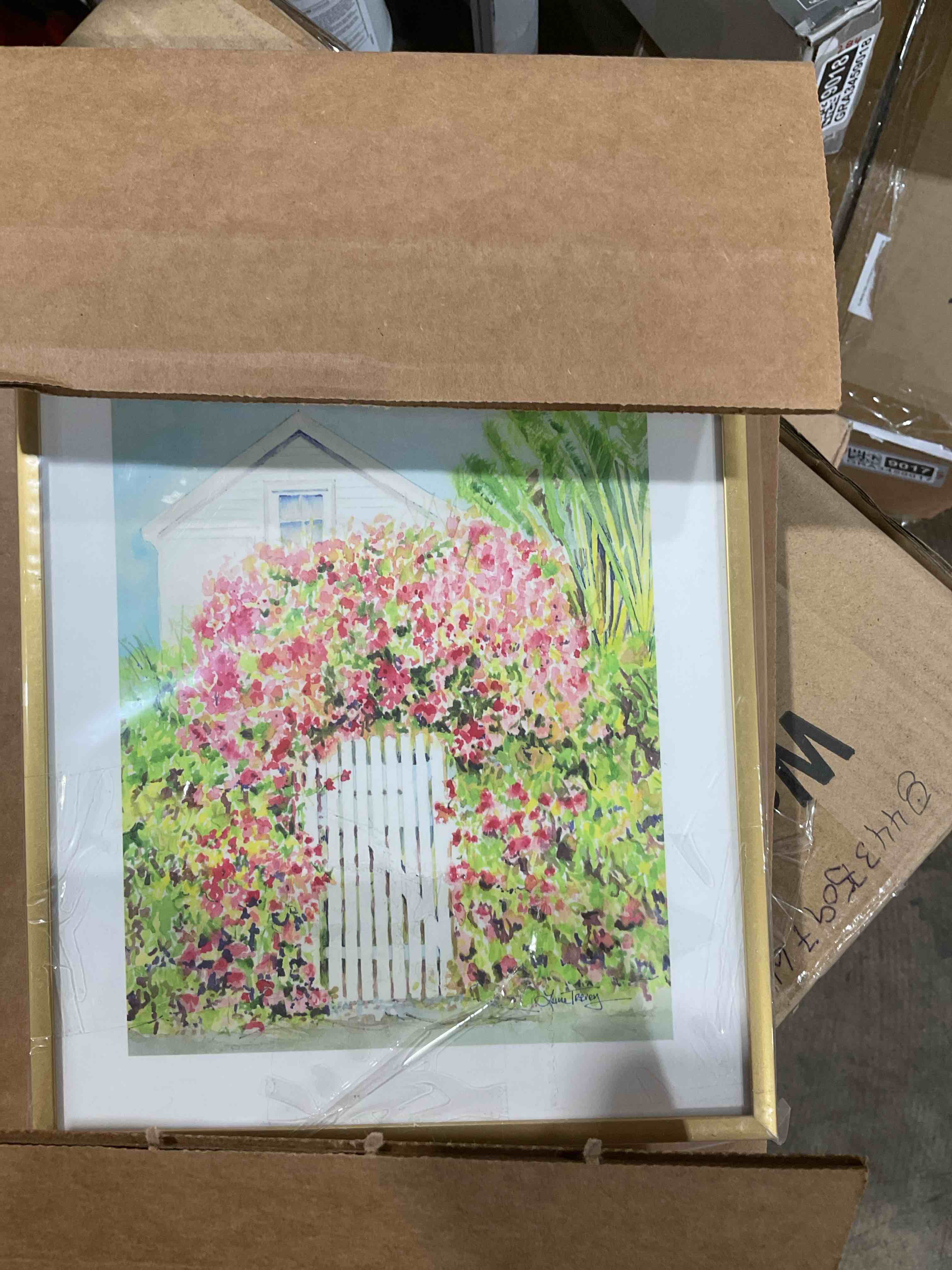Condition photo showing New/Like New for laura trevey palm beach living metal framed art print