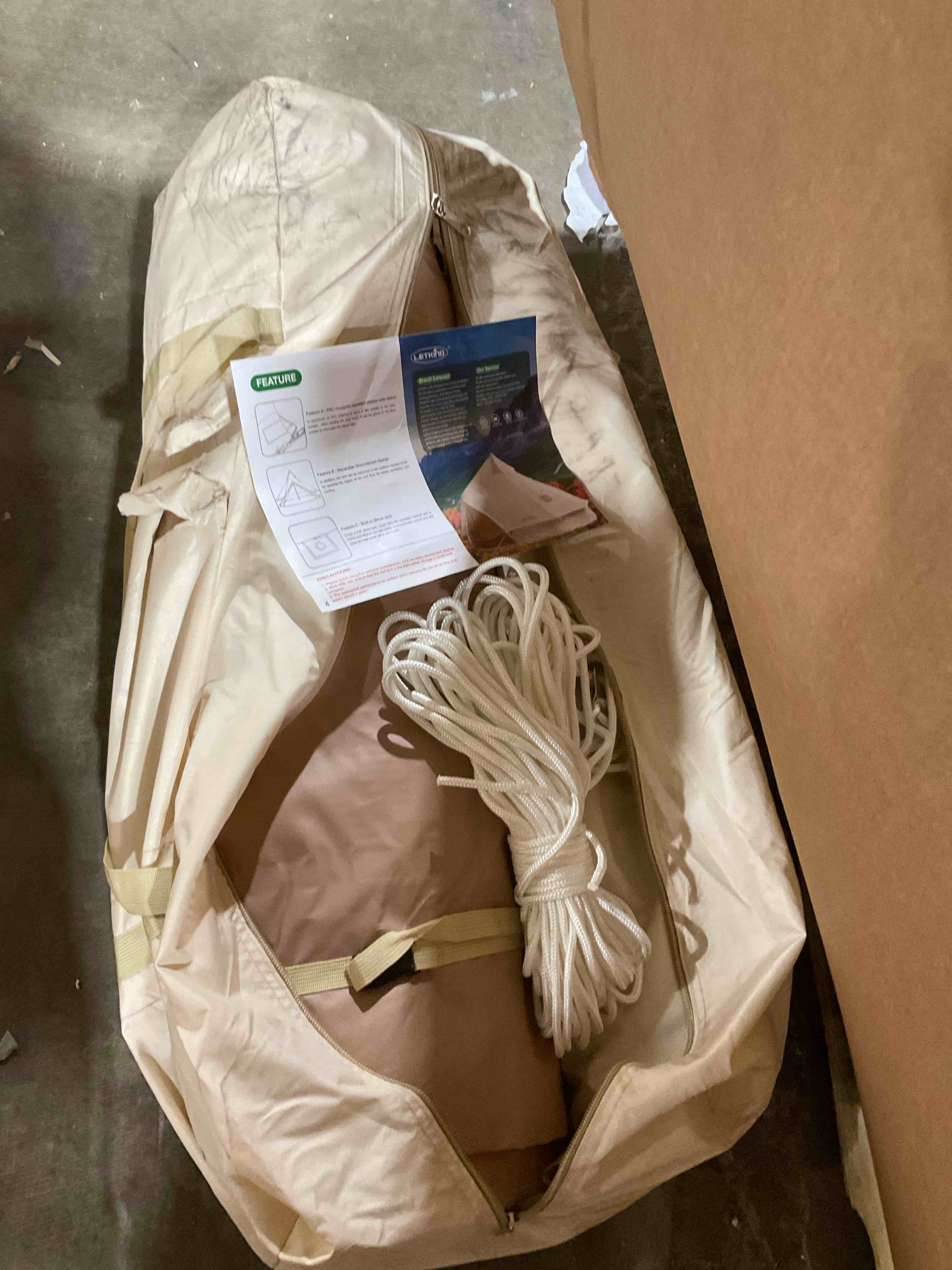 Condition photo showing Good Condition for danchel outdoor b5 pro canvas bell tent with 2 stove jacks, 4 season glamping tents for camping, yurt tent house for 4/6/8 adults living,13ft/16.4ft/20ft