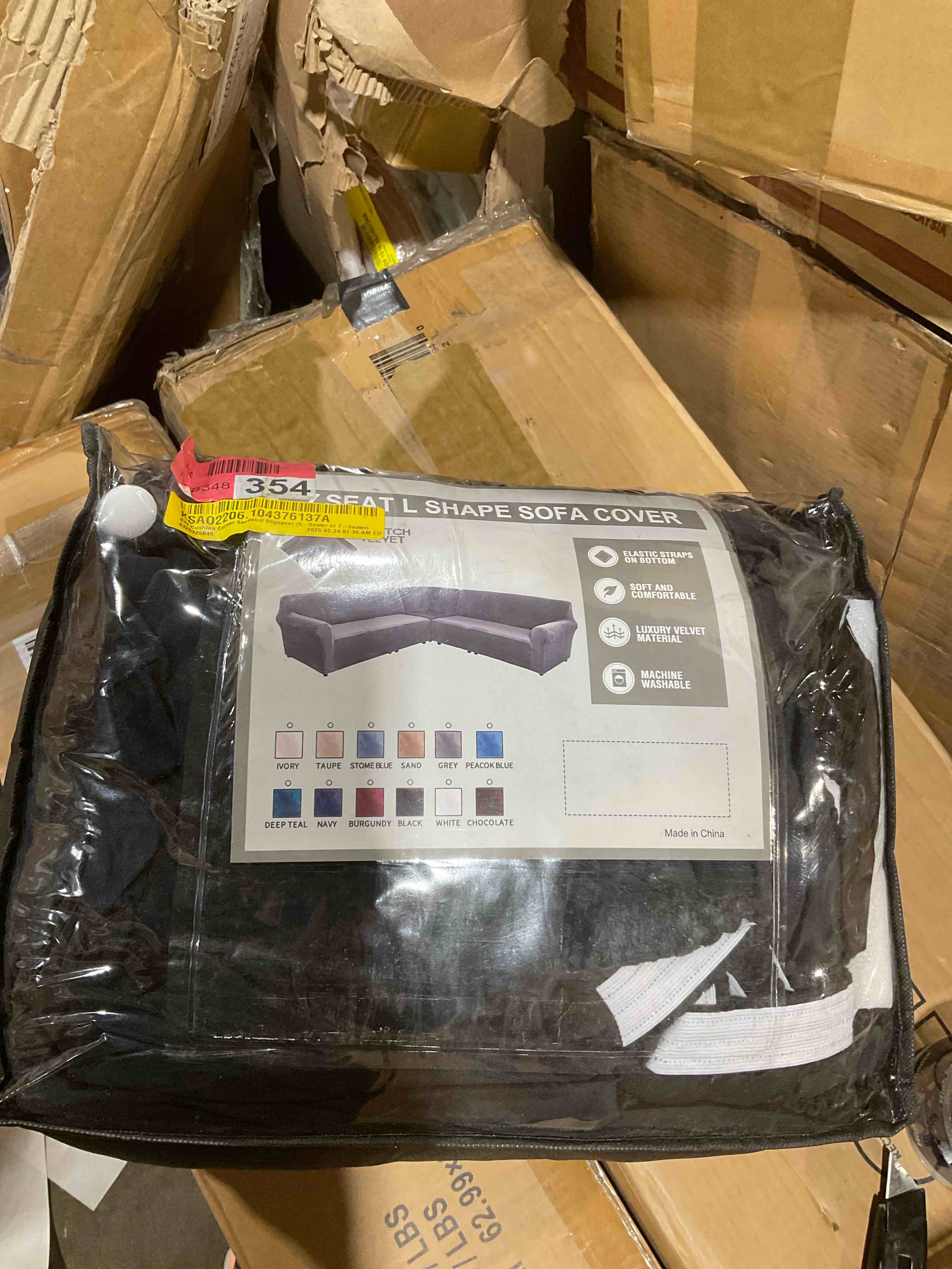 Condition photo showing Good Condition for stretch velvet 5-seater l-shaped sofa cover solid color all-inclusive private seat pie corner l-shaped sofa cover 