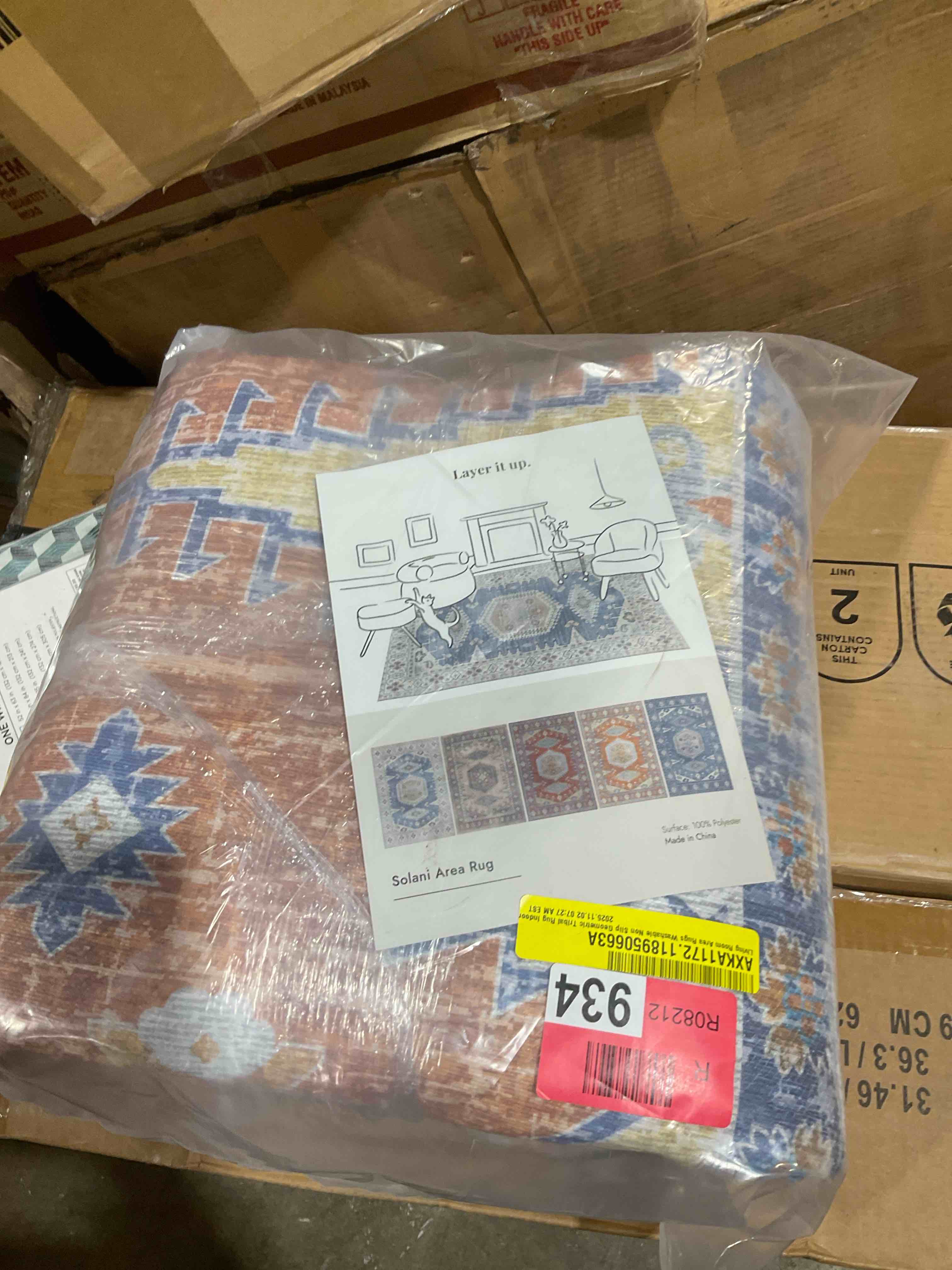 Condition photo showing New/Like New for lahome boho tribal area rug - 5x7 large persian washable living bedroom rug distressed oriental non-slip non-shedding print floor carpet for dining room home,rust/dull teal