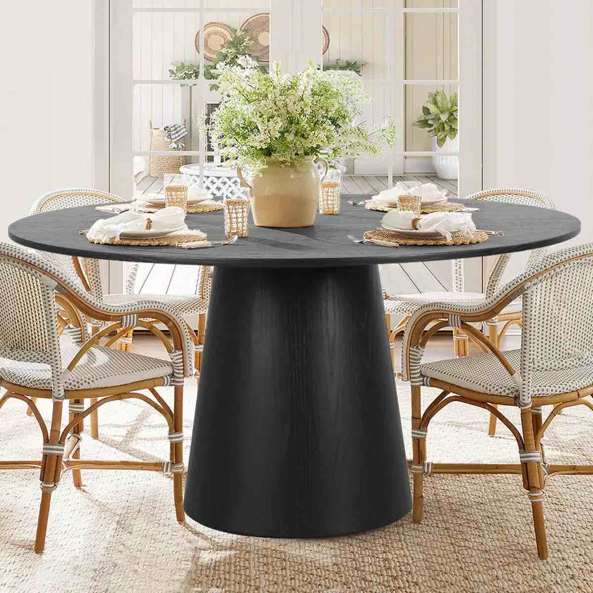 orchid 60" oak round pedestal dining base 