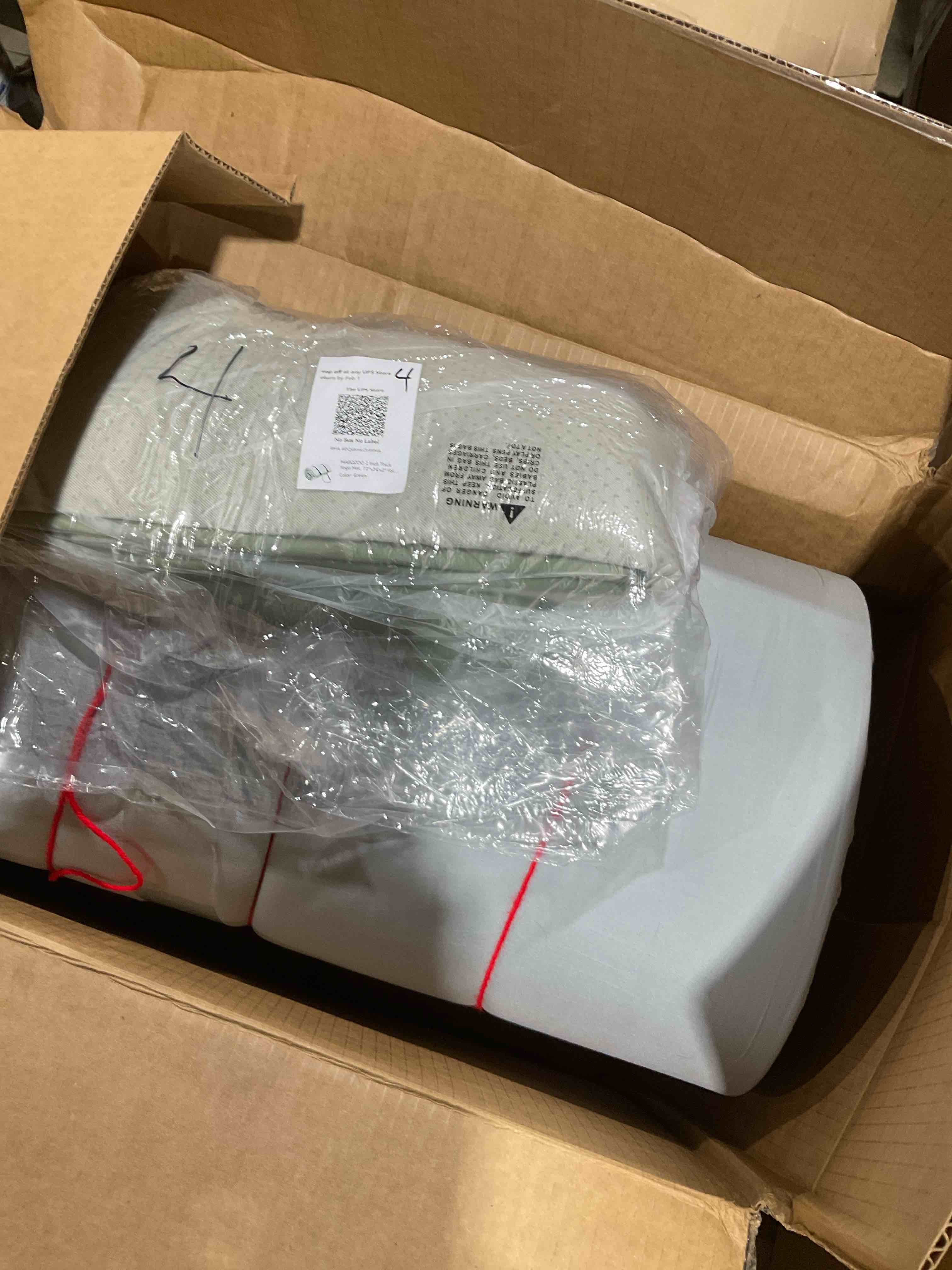 Condition photo showing New/Like New for mabozoo 2 inch thick yoga mat, 72''x24'x2" foldable extra thick exercise mat gymnastics mat with pu leather, padded yoga mat fitness mat for yoga, pilates, stretching