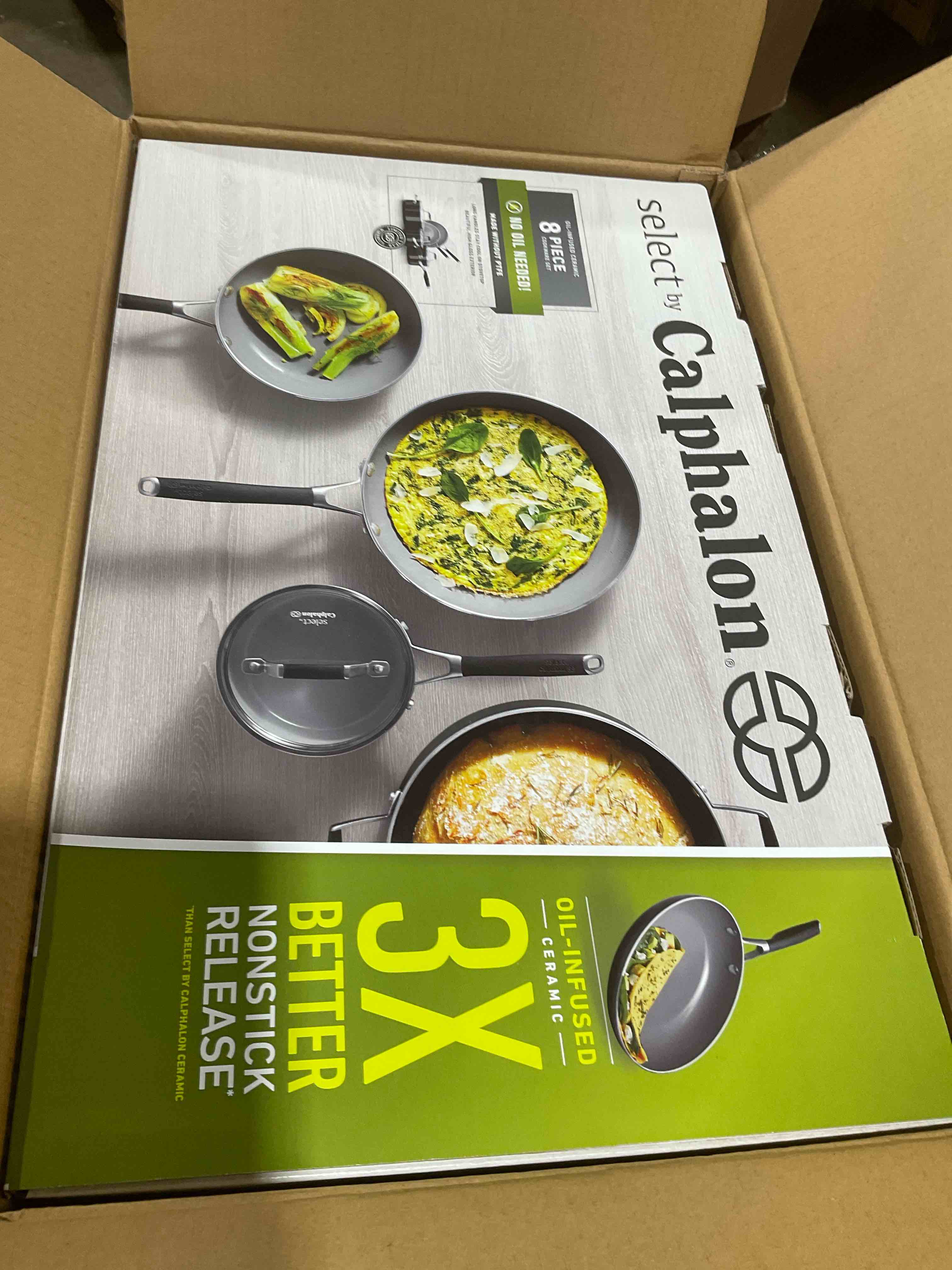 Condition photo showing New/Like New for select by calphalon™ oil-infused ceramic nonstick 8-piece cookware set pfoa/ptfe free
